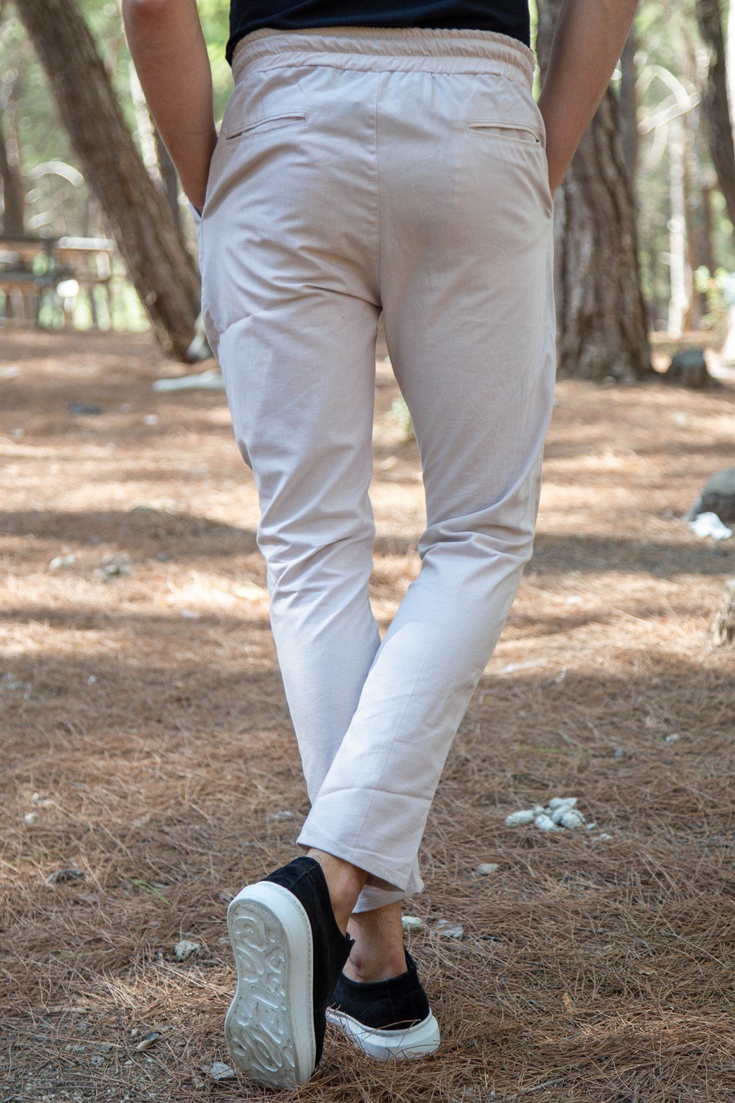 Slim fit bel lastikli düz paça taş jogger