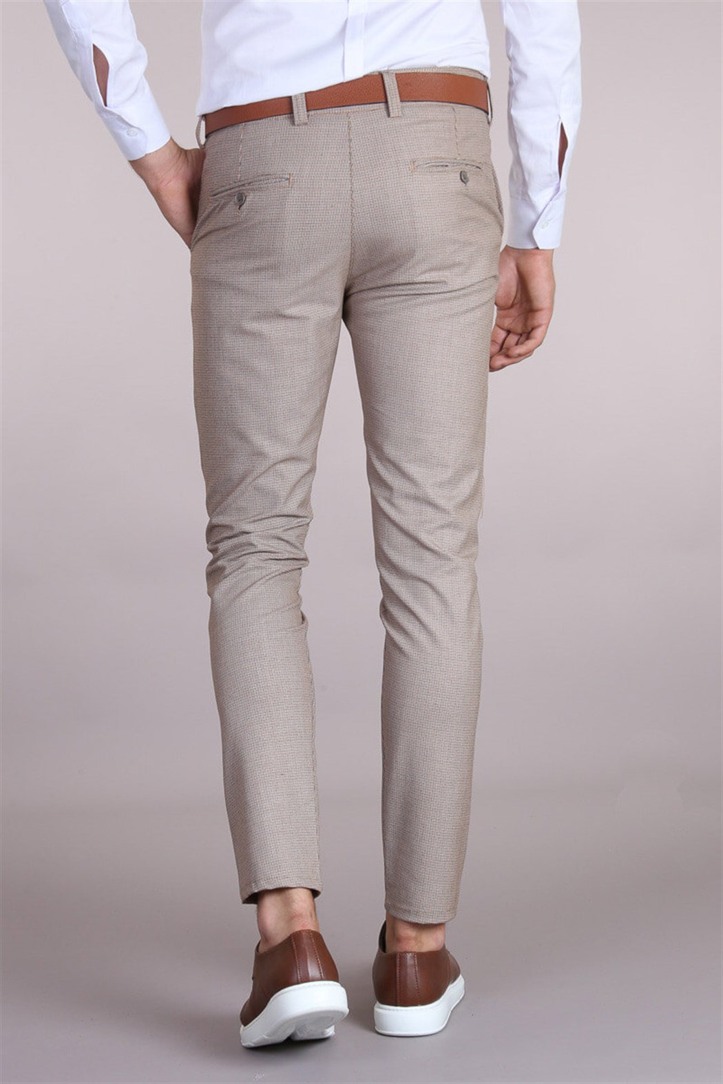 Slim Fit Düz Renk Vizon Pantolon