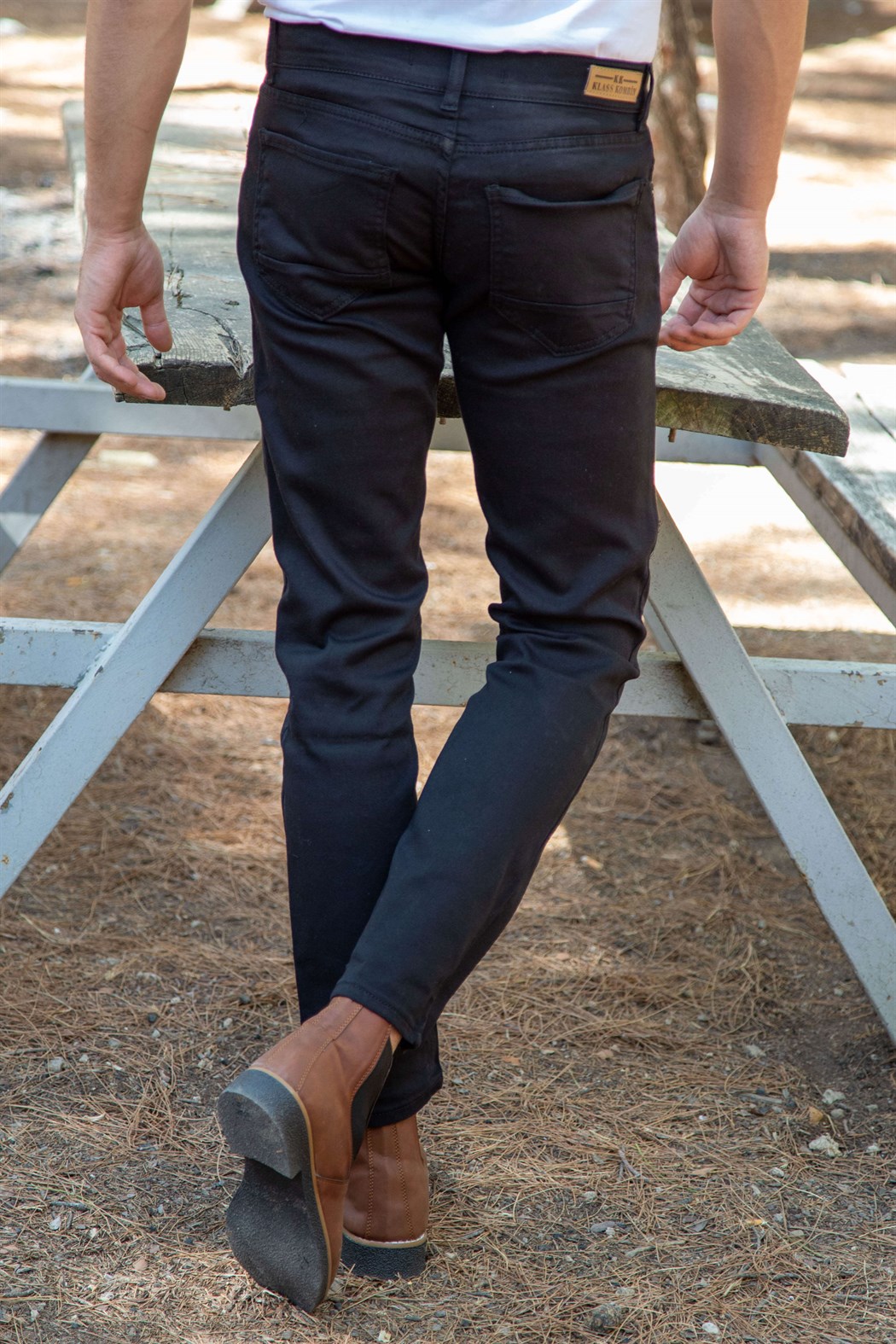 Slim fit likralı dar kesim paça siyah kot pantolon