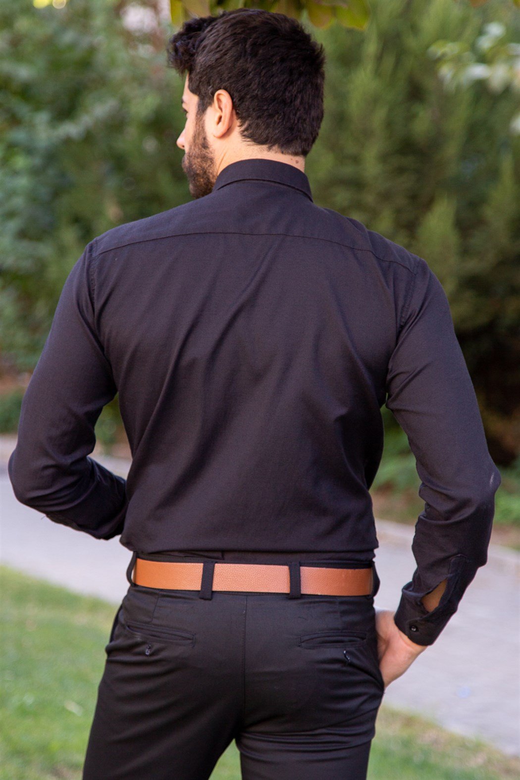 Slim fit siyah klasik gömlek