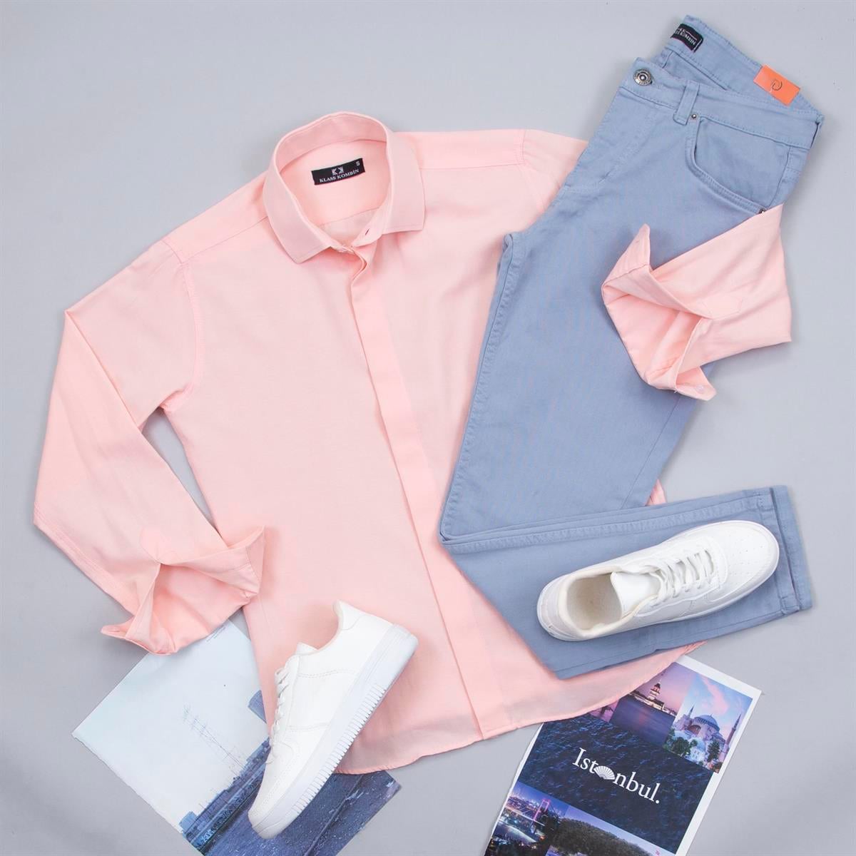 Somon Gömlek Pantolon Ayakkabı Kombin