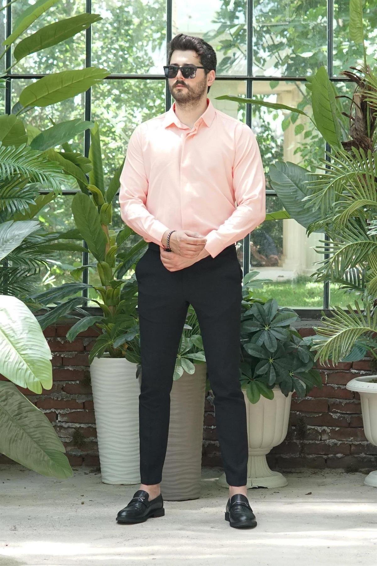 Somon Gömlekli Klasik Kombin