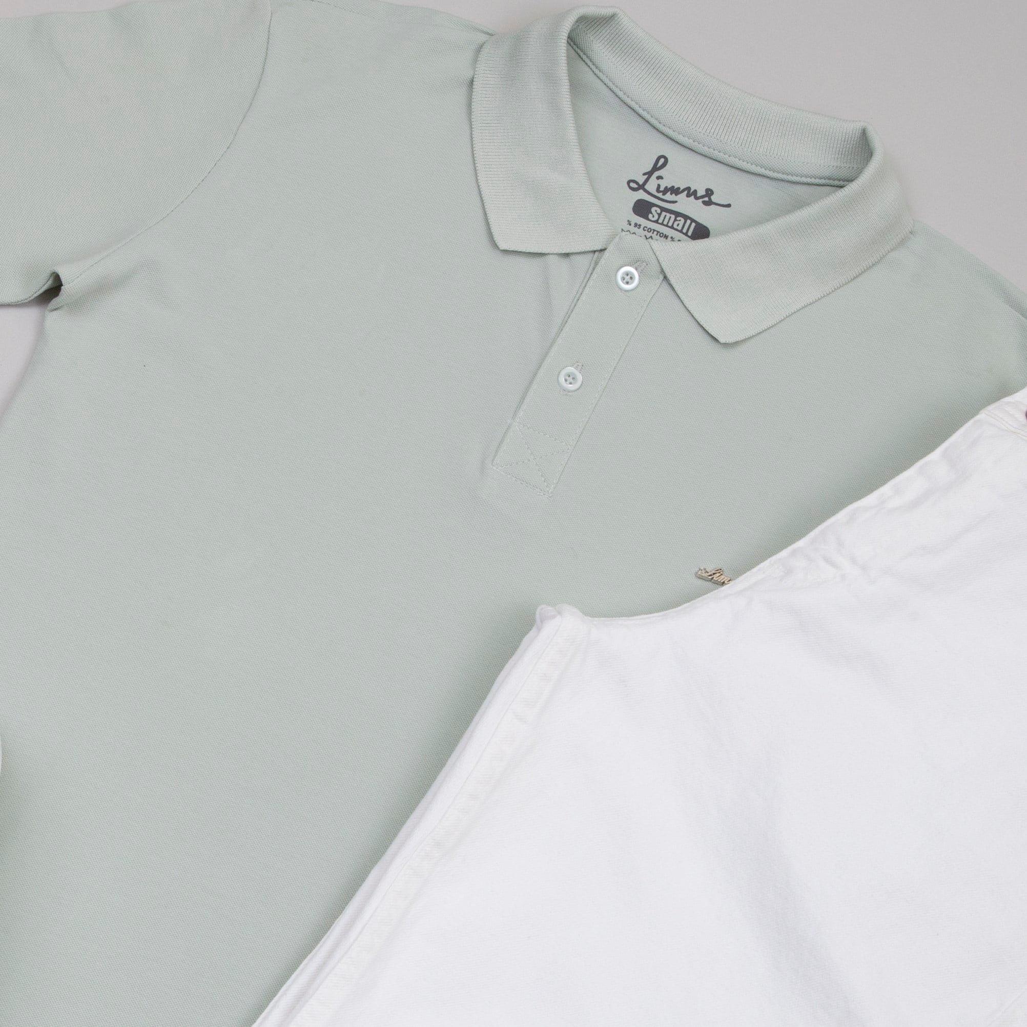 Su Yeşili Polo Yaka Tişört Beyaz Kot pantolon  ayakkabı Kombin