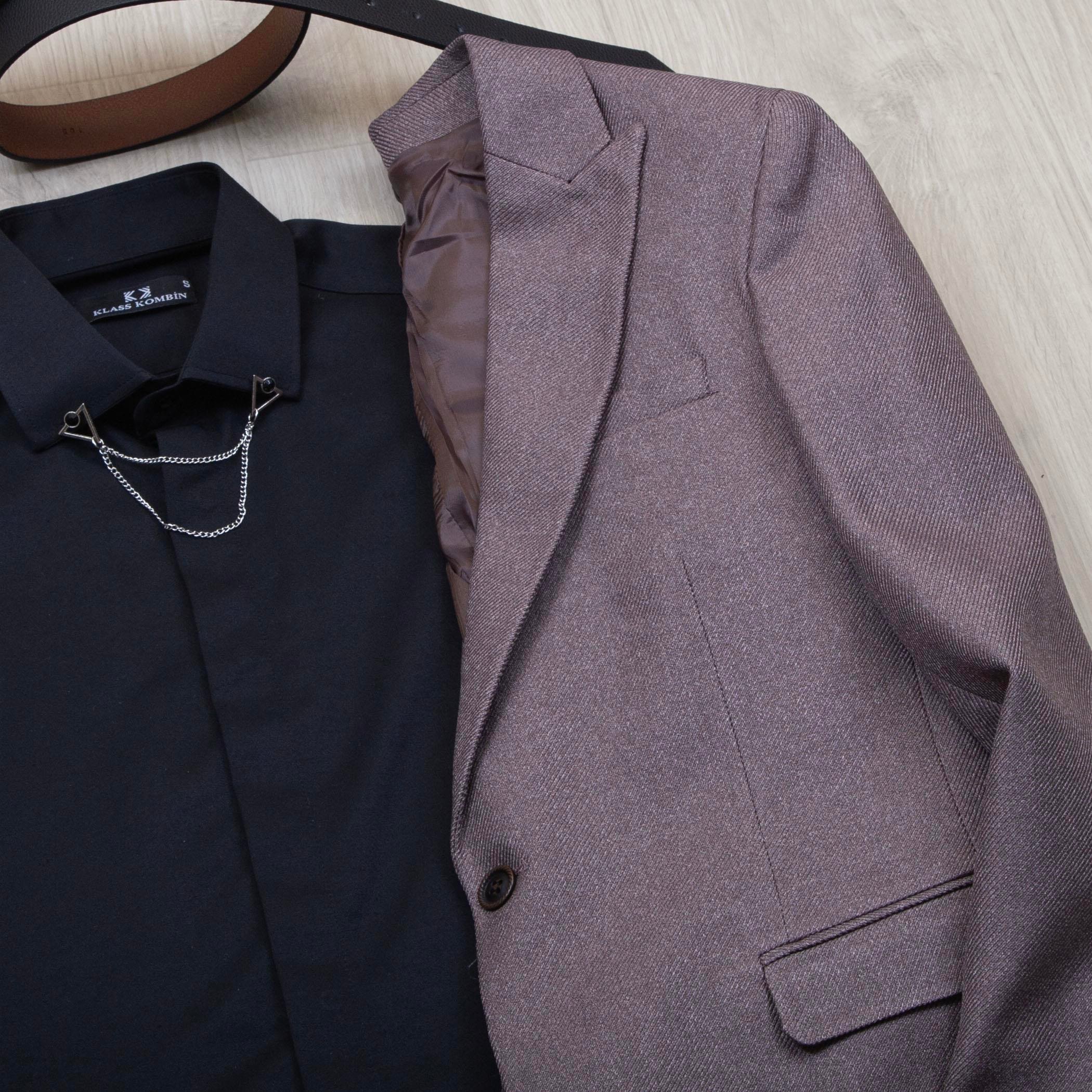 Sütlü Kahve Blazer Ceket Gömlek Pantolon Ayakkabı Kombin