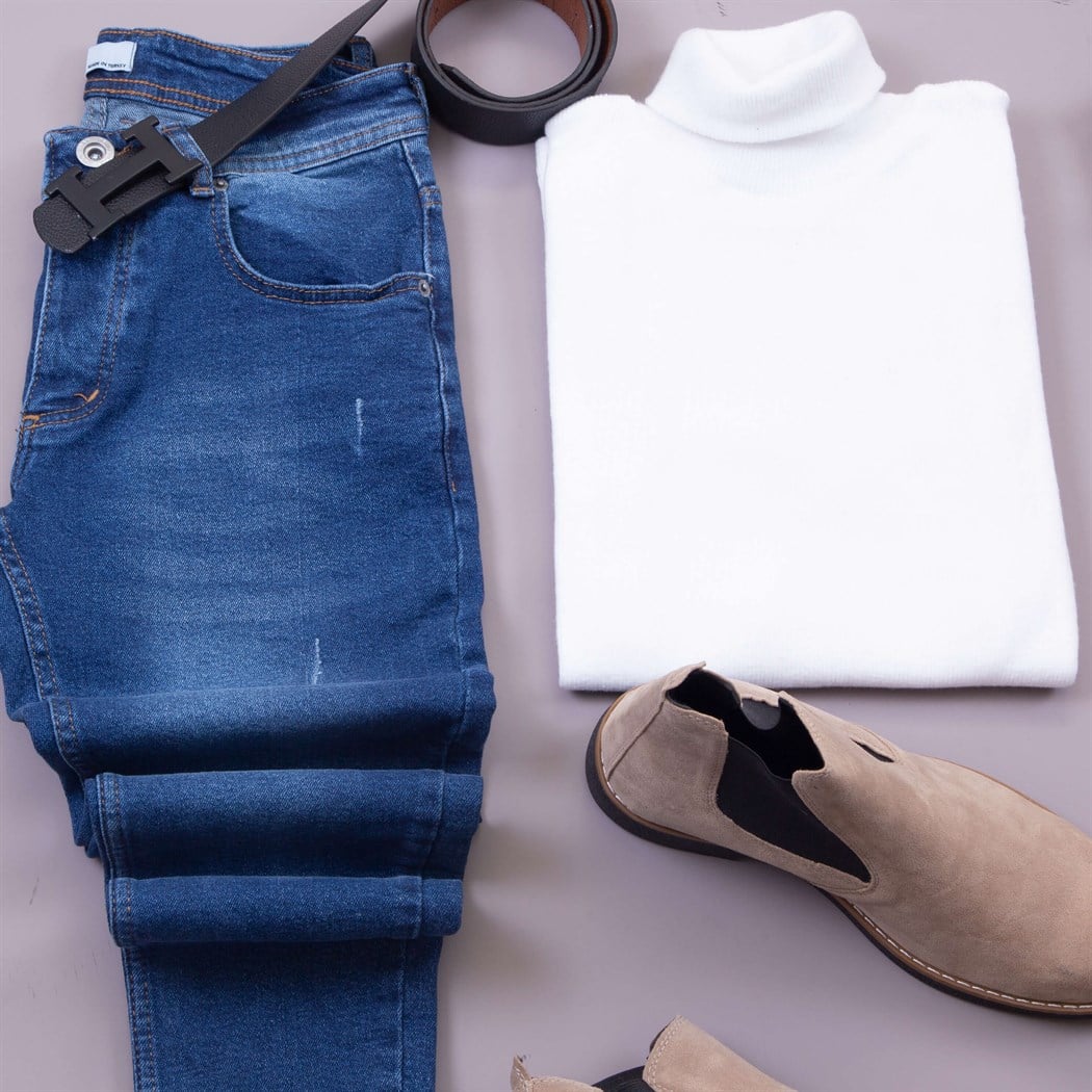 Sütlü Kahve Nubuk Ceket Kazak Pantolon Bot Kombin