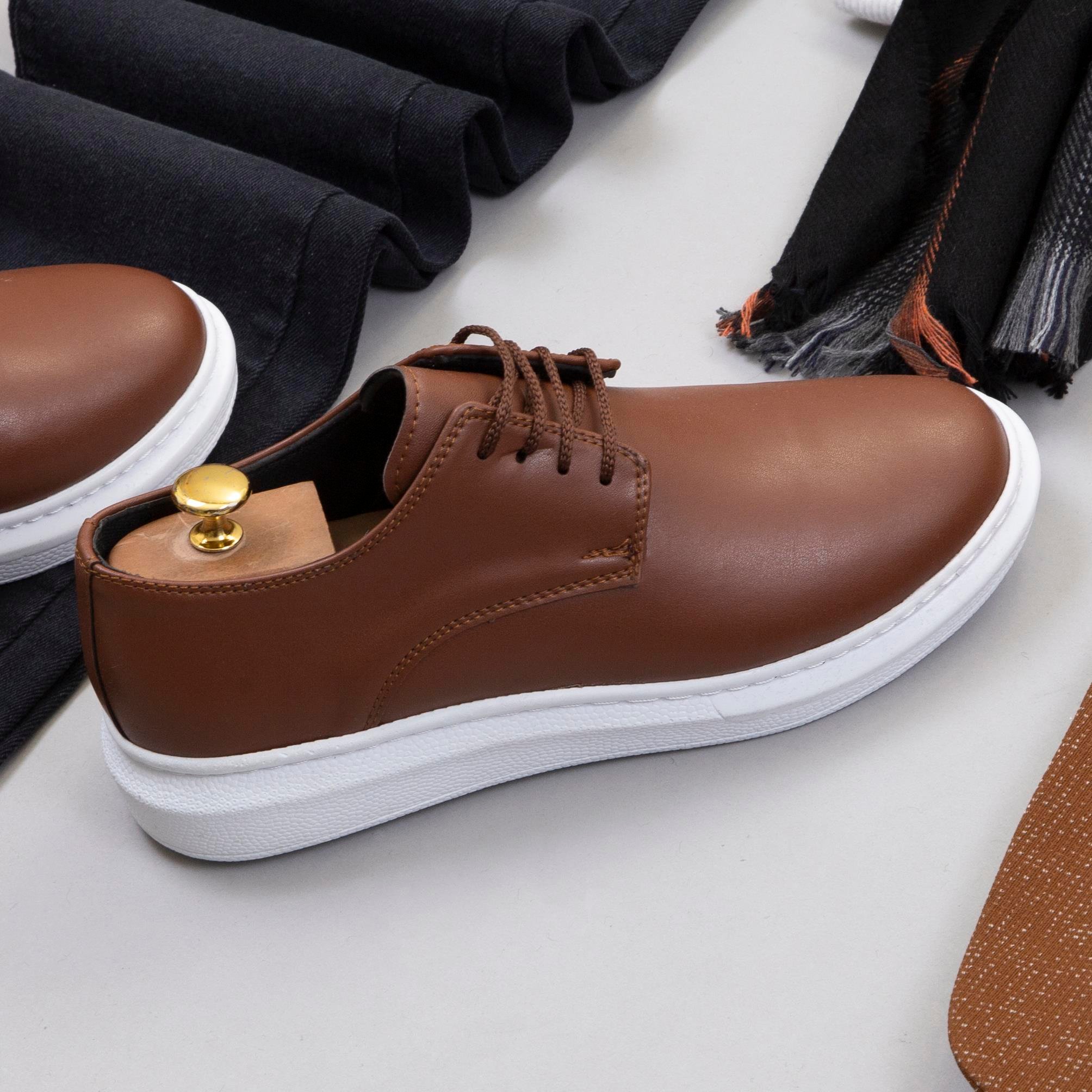 Taba Blazer Ceket Boğazlı Body Pantolon Atkı Ayakkabı Kombin