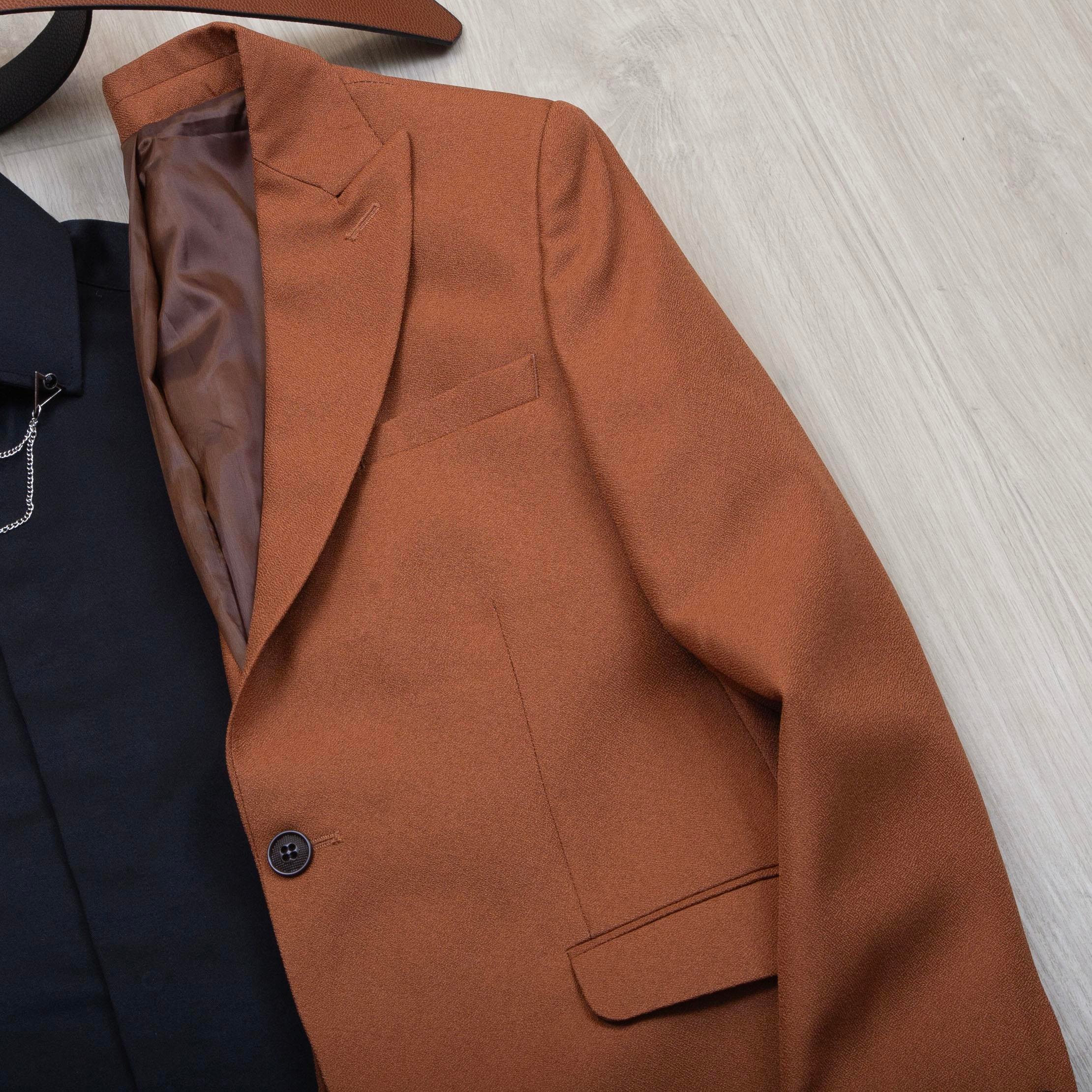 Taba Blazer Ceket Gömlek Pantolon Ayakkabı Kombin