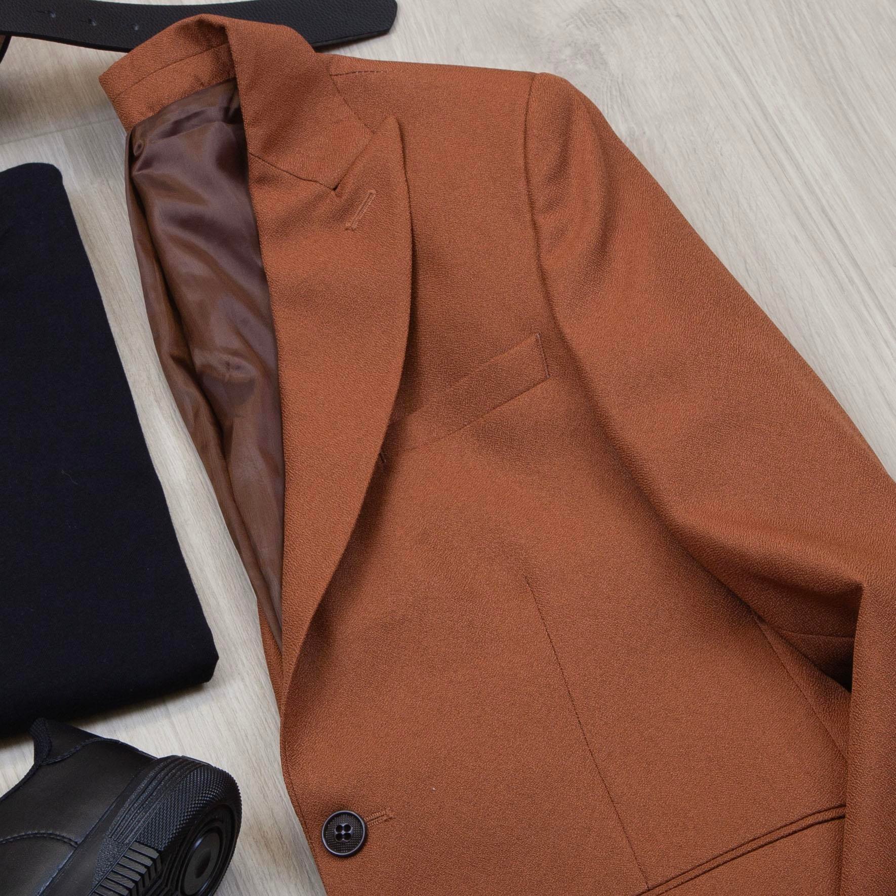 Taba Blazer Ceket Tişört Pantolon Ayakkabı Kombin