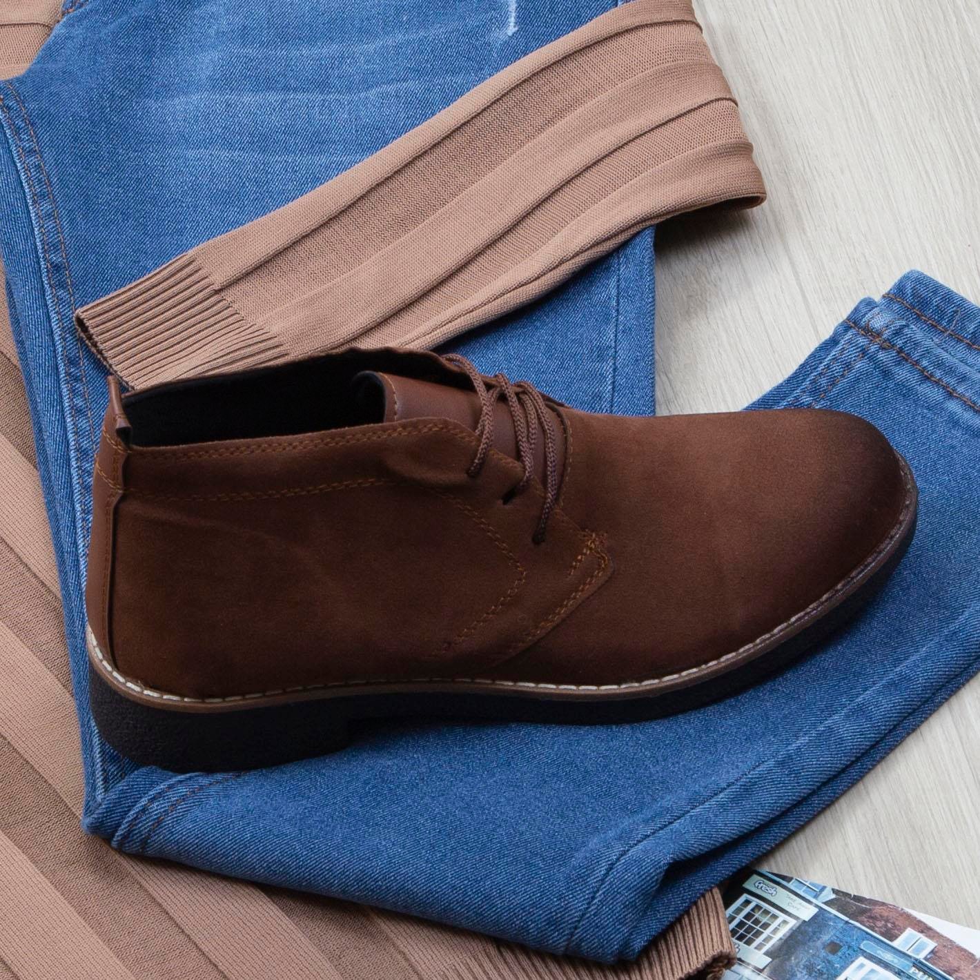 Taba Boğazlı Triko Kazak Pantolon Bot Kombin