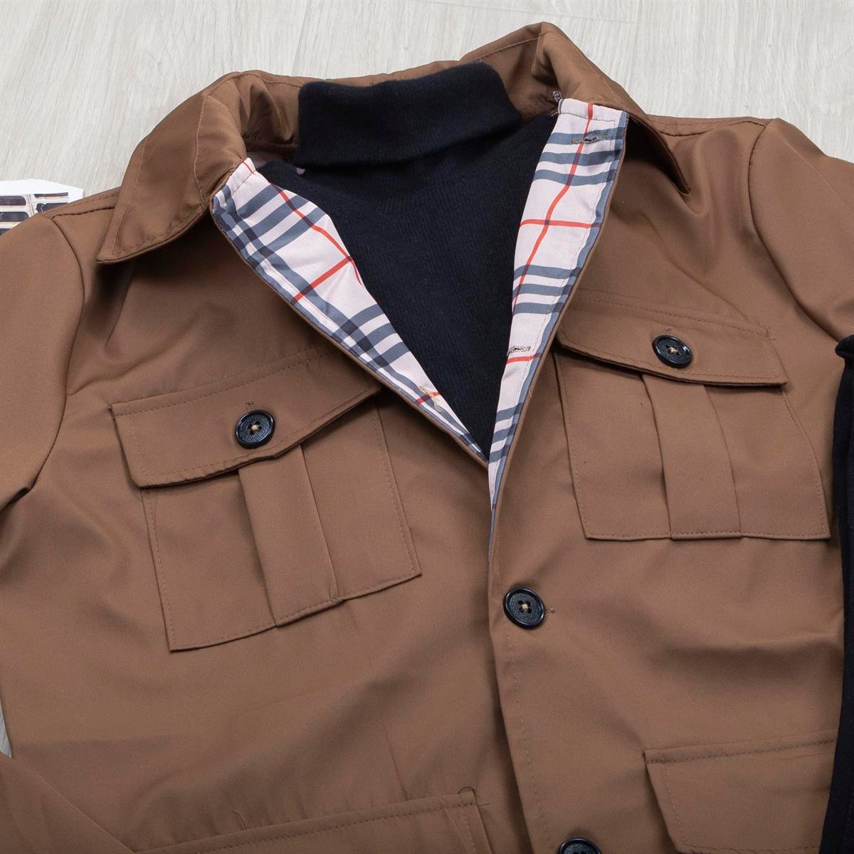 Taba Ceket Boğazlı Body Pantolon Bot Kombin