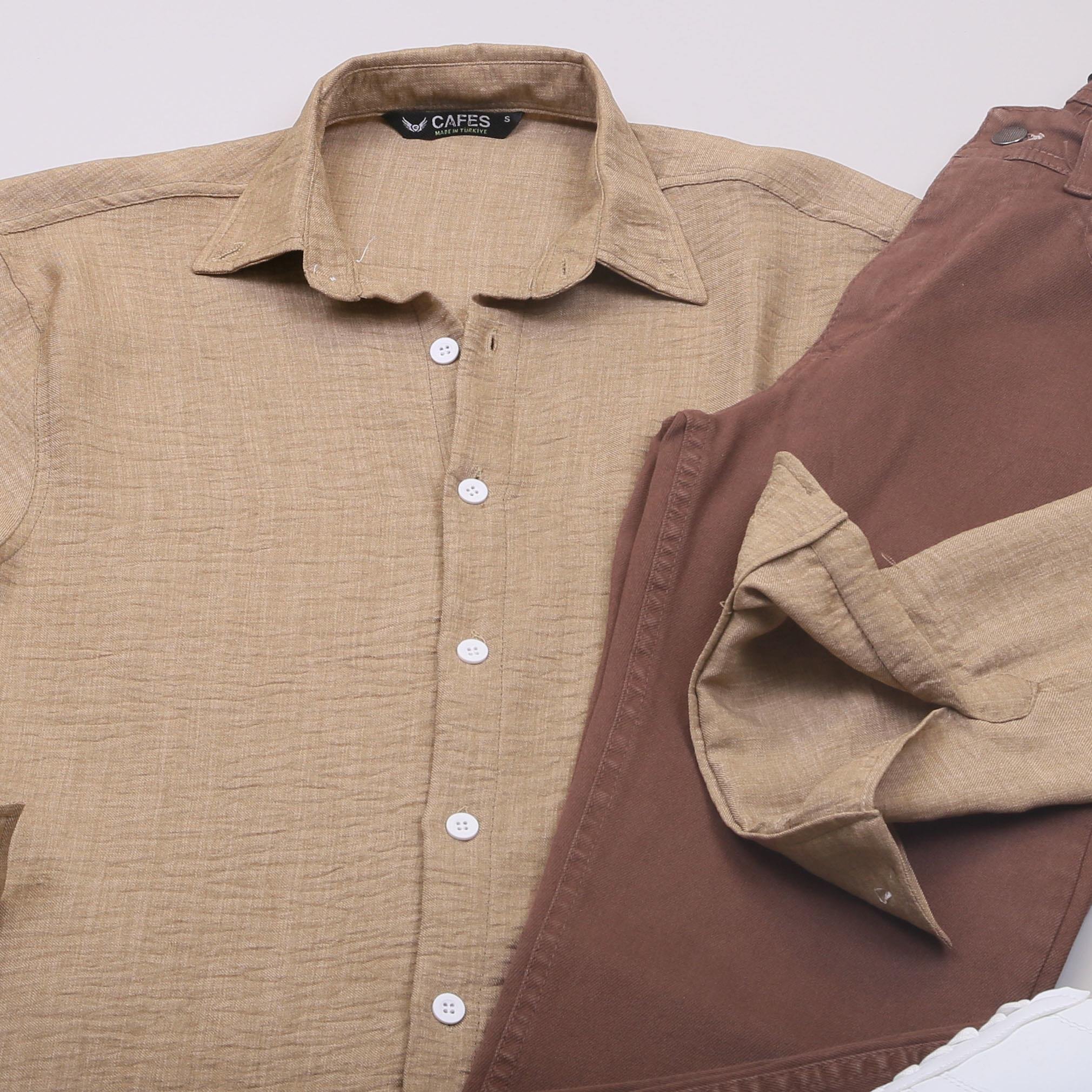 Taba Gömlek Pantolon Ayakkabı Kombin