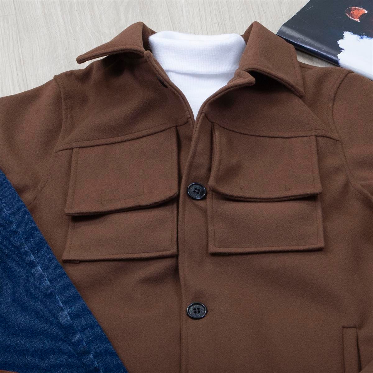 Taba Kaşe Ceket Boğazlı Body Pantolon Bot Kombin