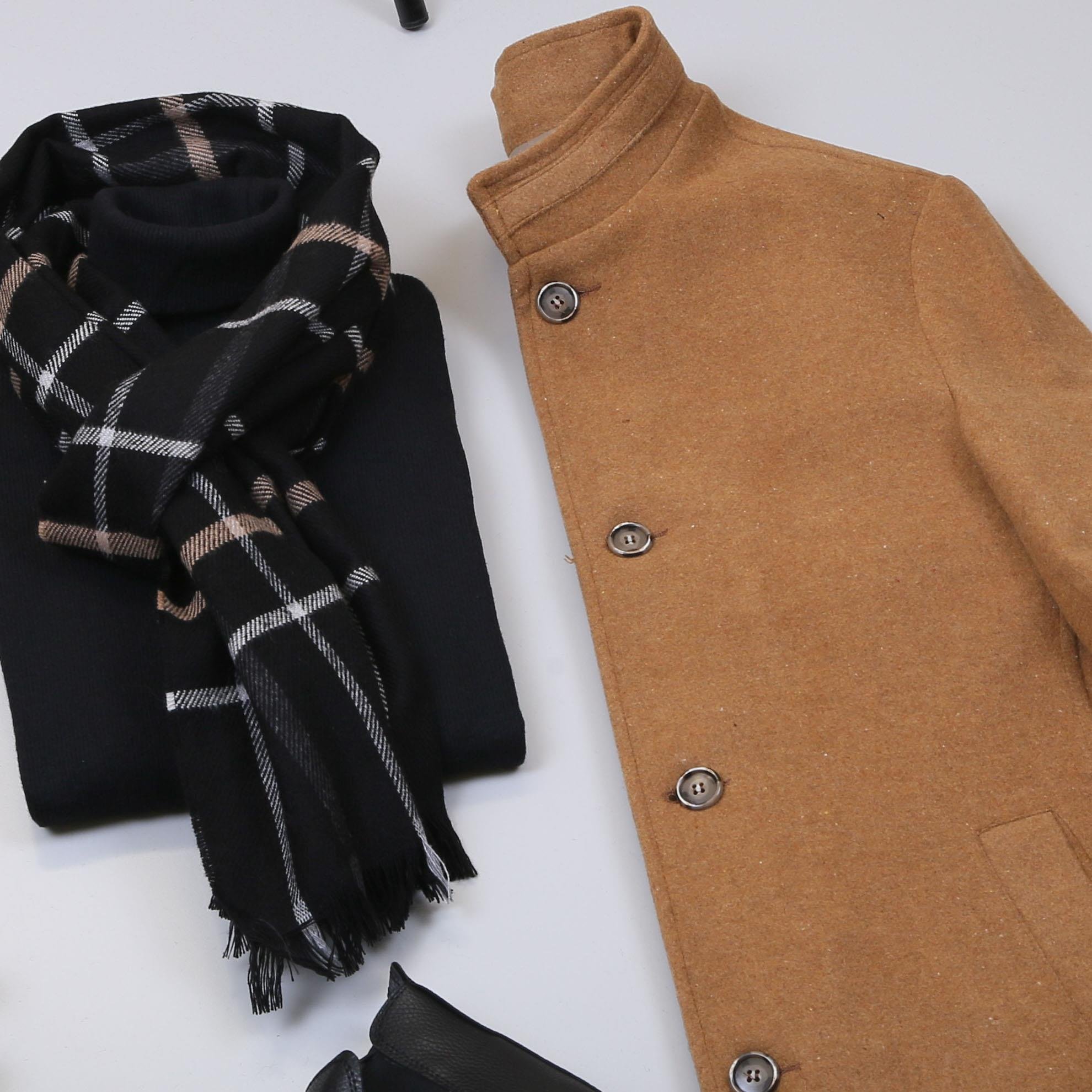 Taba Kaşe Kaban Boğazlı Body Pantolon Bot Kombin