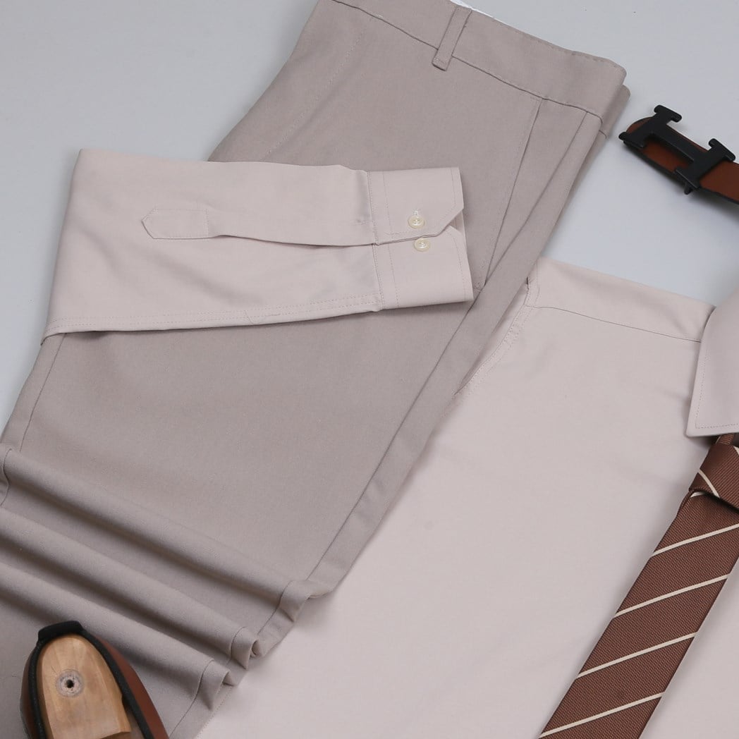 taba Kırçıllı  Blazer Ceket Beh Gömlek Bej Pantolon Ayakkabı Kombin