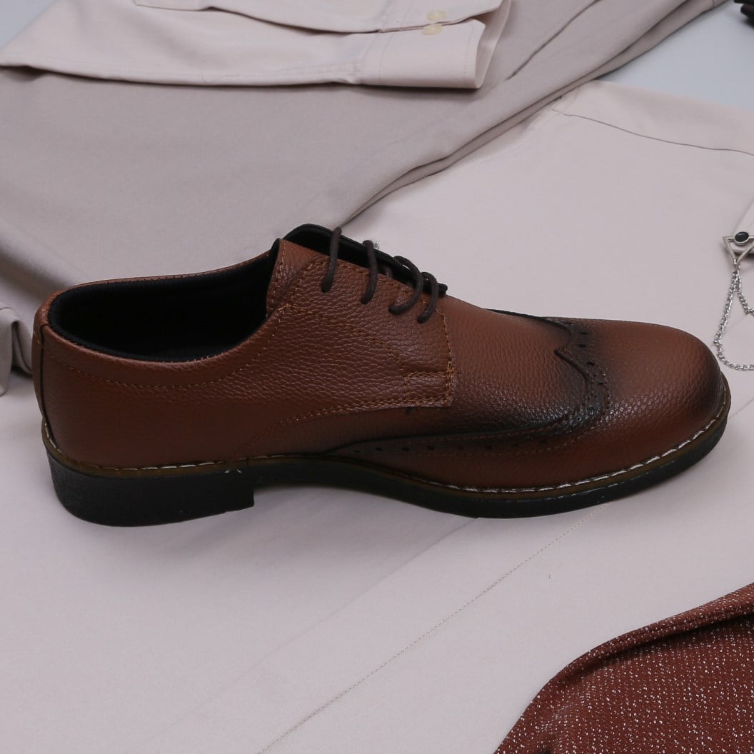 taba Kırçıllı  Blazer Ceket Bej Gömlek Bej Pantolon Taba Ayakkabı Kombinİ