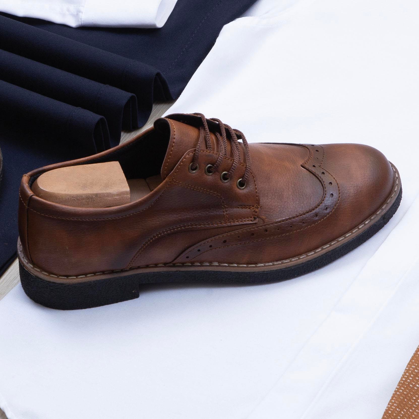 Taba Kırçıllı Blazer Ceket Gömlek Pantolon Ayakkabı Kombin