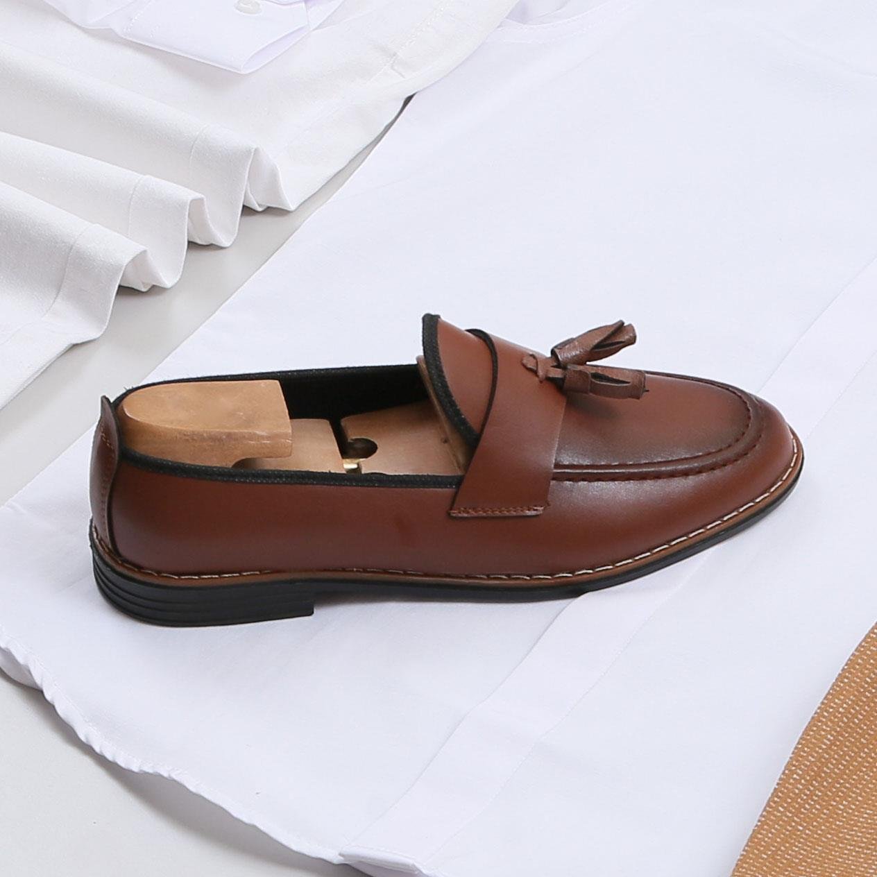 Taba Kırçıllı Blazer Ceket Gömlek Pantolon Ayakkabı Kombin