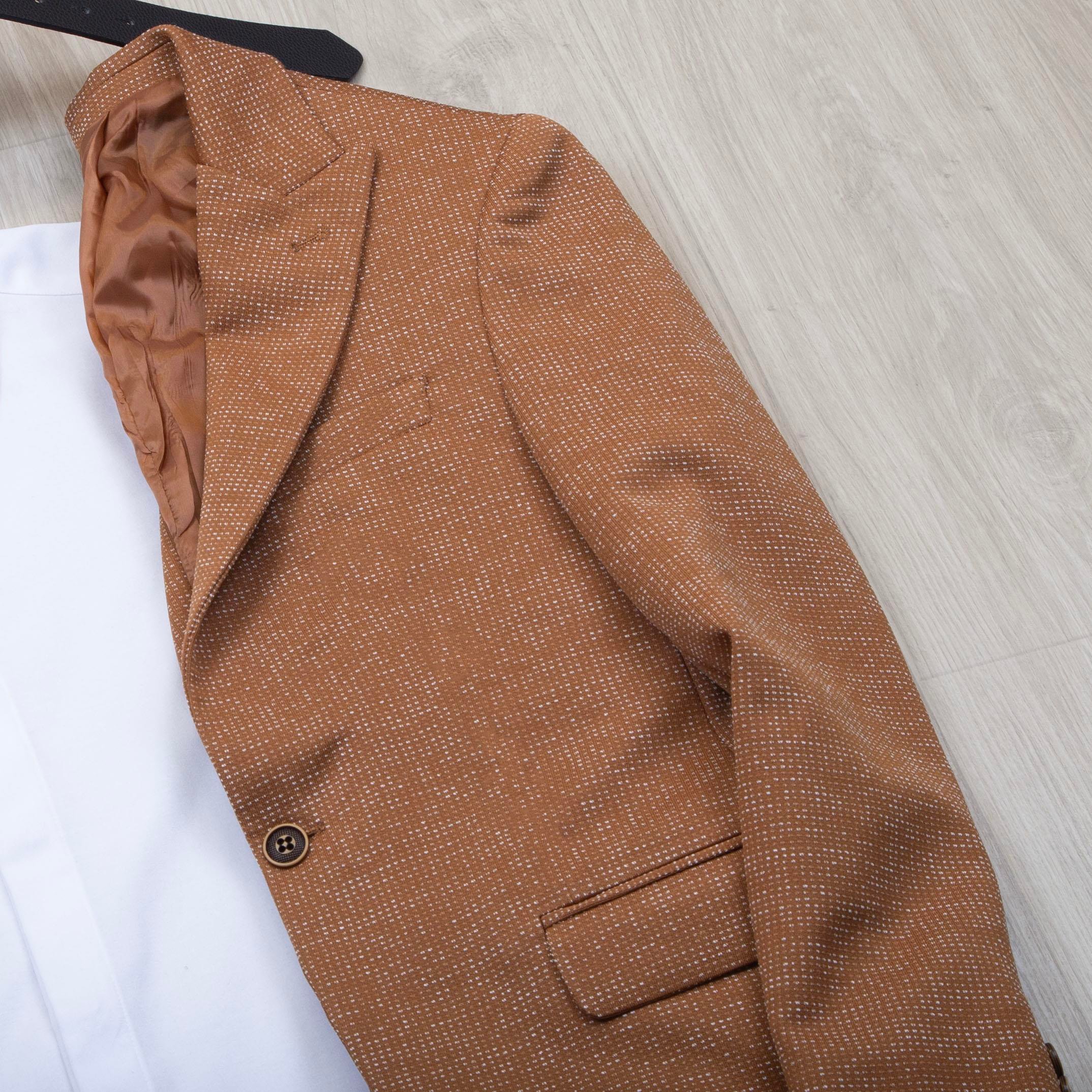 Taba Kırçıllı Blazer Ceket Gömlek Pantolon Ayakkabı Kombin