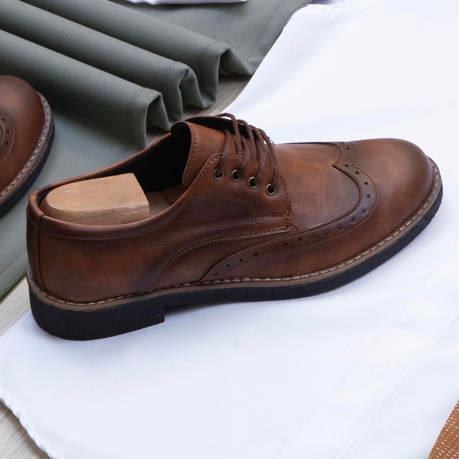 Taba Kırçıllı Blazer Ceket Gömlek Pantolon Ayakkabı Kombin