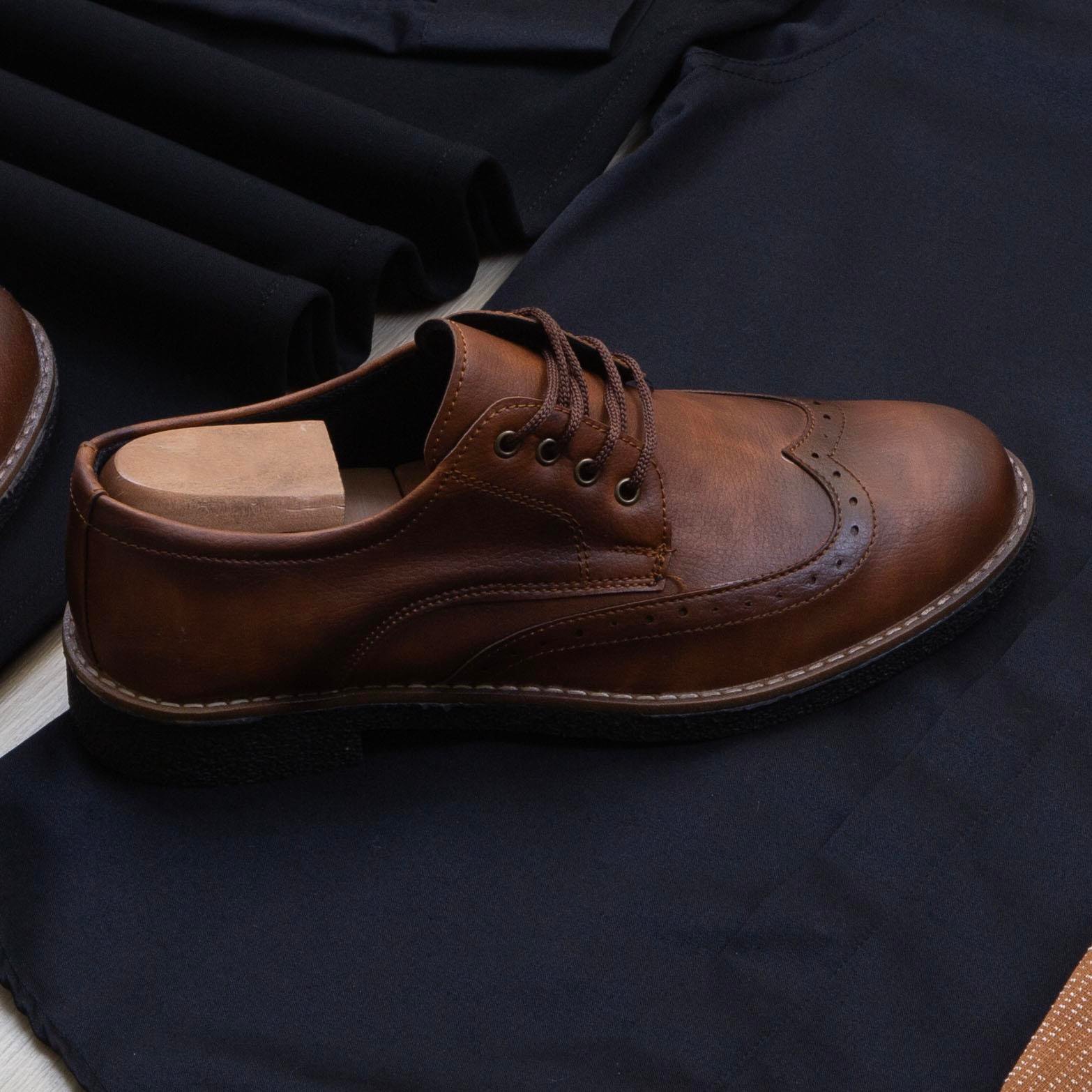 Taba Kırçıllı Blazer Ceket Gömlek Pantolon Ayakkabı Kombin