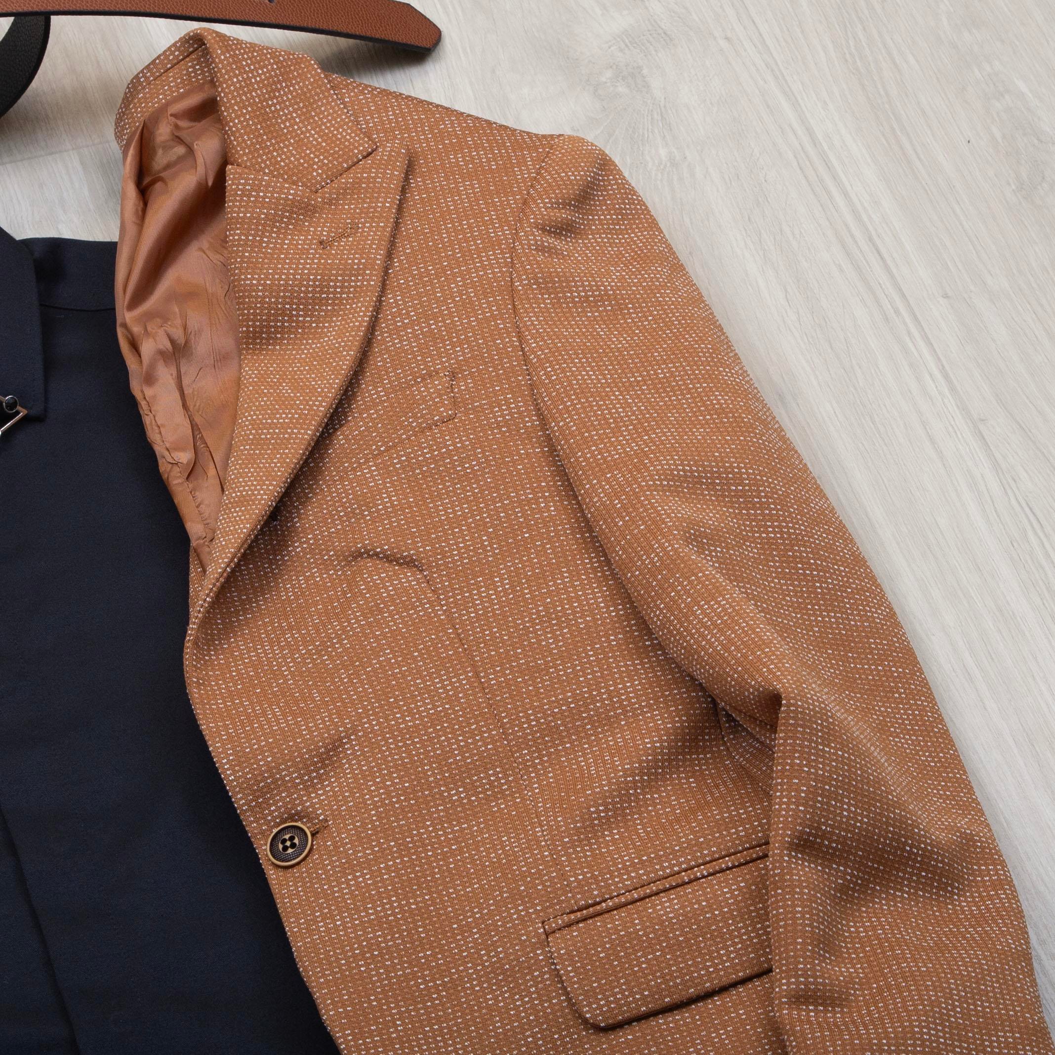 Taba Kırçıllı Blazer Ceket Gömlek Pantolon Ayakkabı Kombin