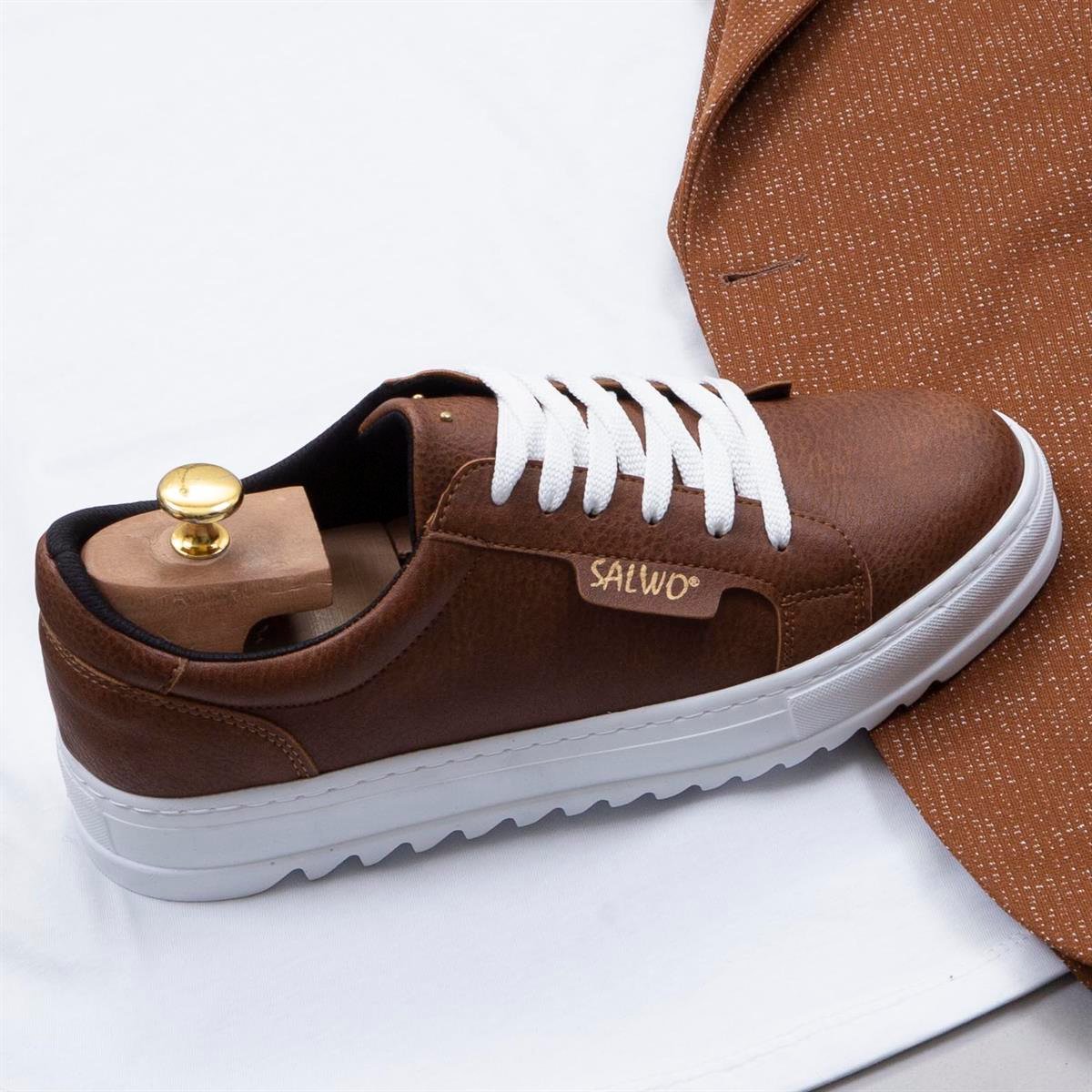 Taba Kırçıllı Blazer Ceket Tişört Pantolon Ayakkabı Kombin