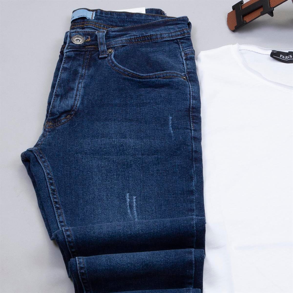 Taba Kırçıllı Blazer Ceket Tişört Pantolon Ayakkabı Kombin