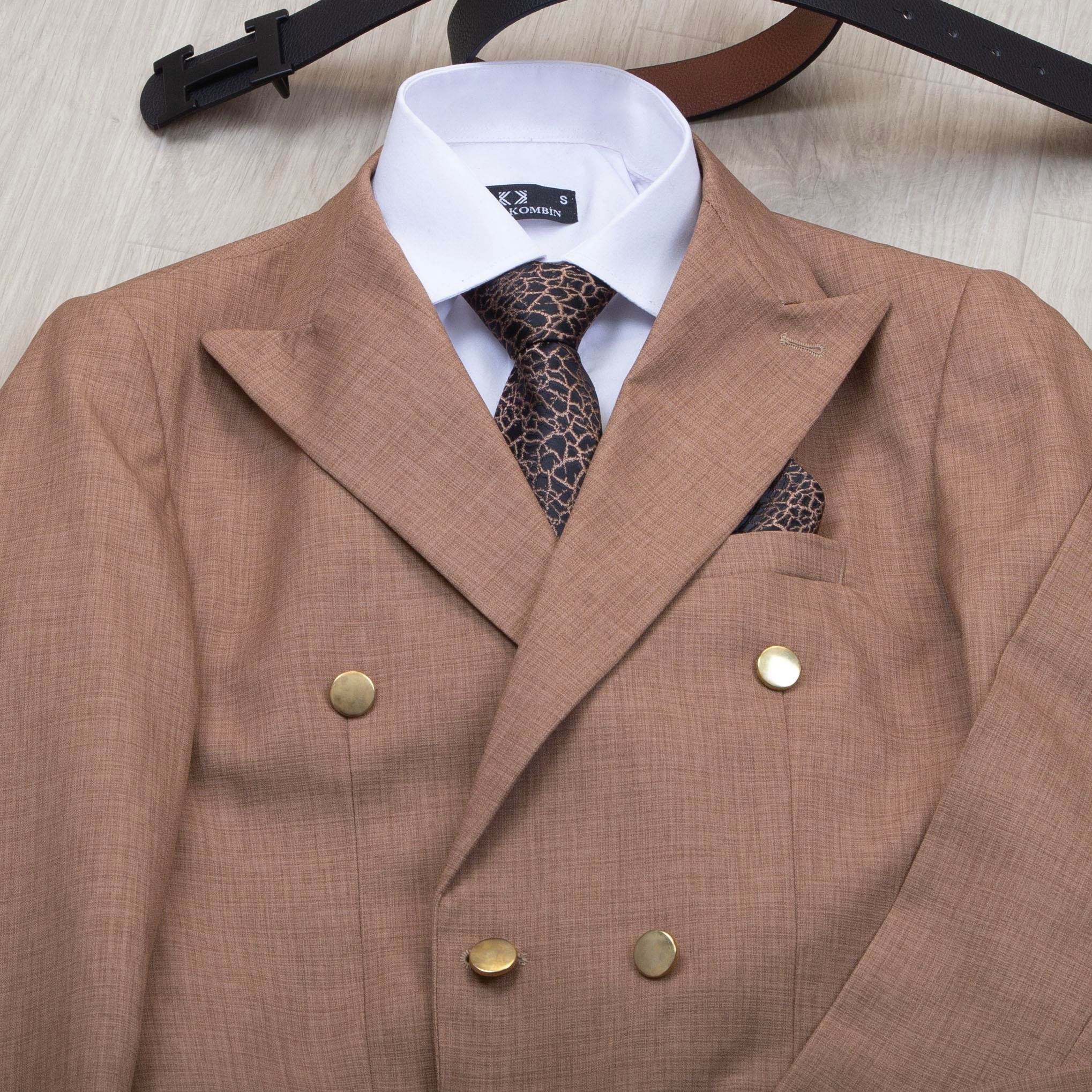 Taba Kruvaze Takım Elbise Kombini