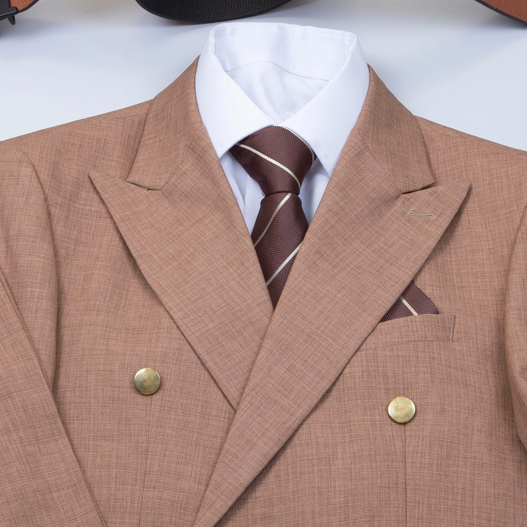 Taba Kruvaze Takım Elbise Kombini