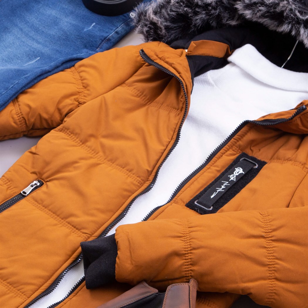 Taba Kürklü Şişme Mont Kazak Pantolon Bot Kombin