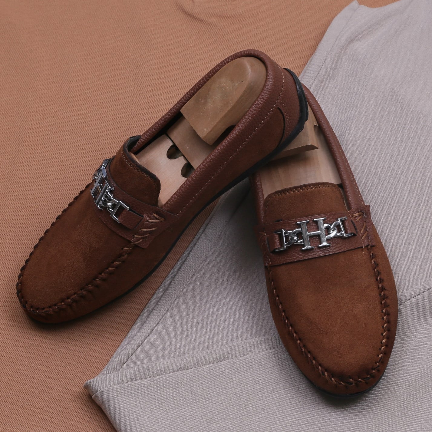 Taba Polo Yaka Tişört Kumaş Pantolon Kombini Erkek | Slim Fit Şık Günlük Set