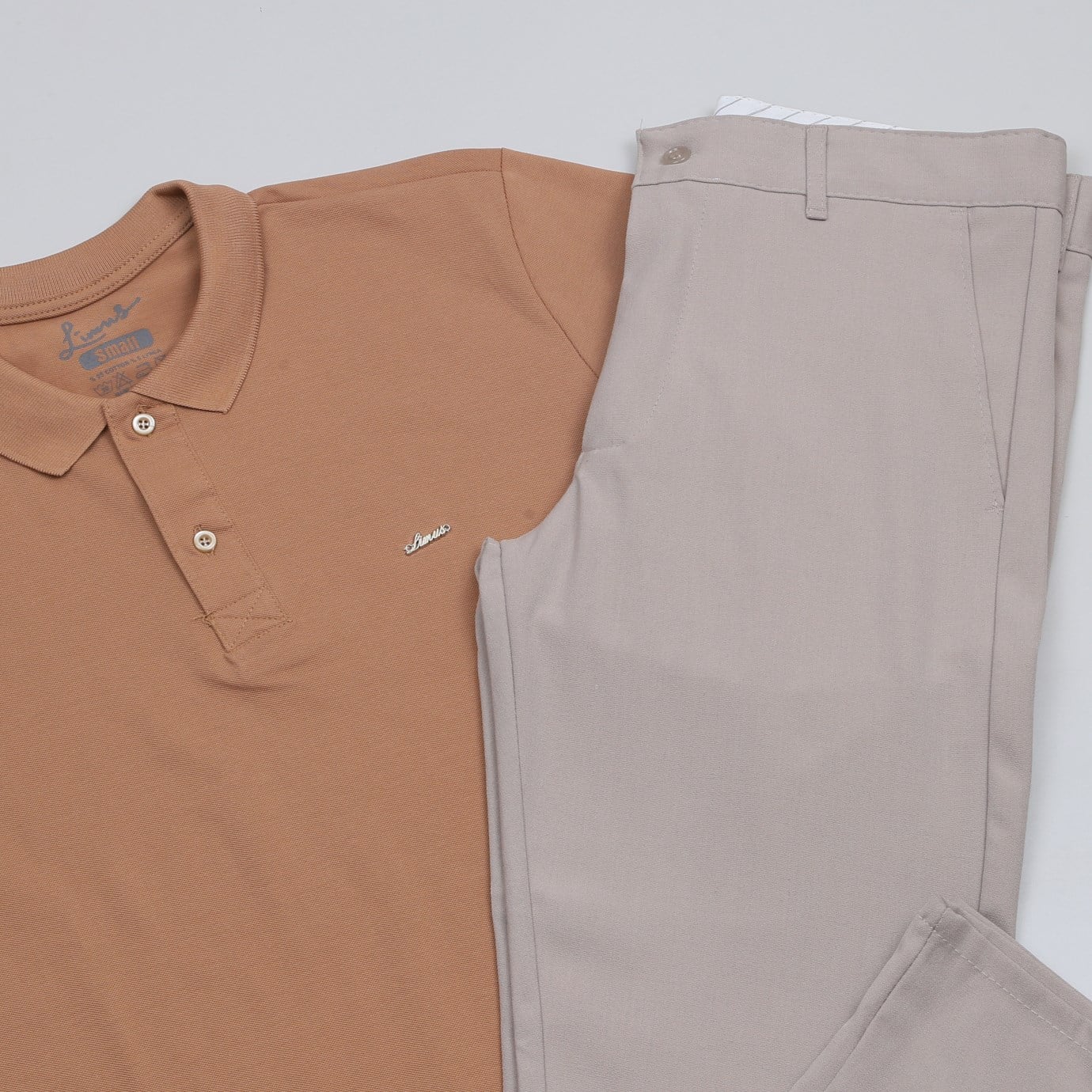 Taba Polo Yaka Tişört Kumaş Pantolon Kombini Erkek | Slim Fit Şık Günlük Set