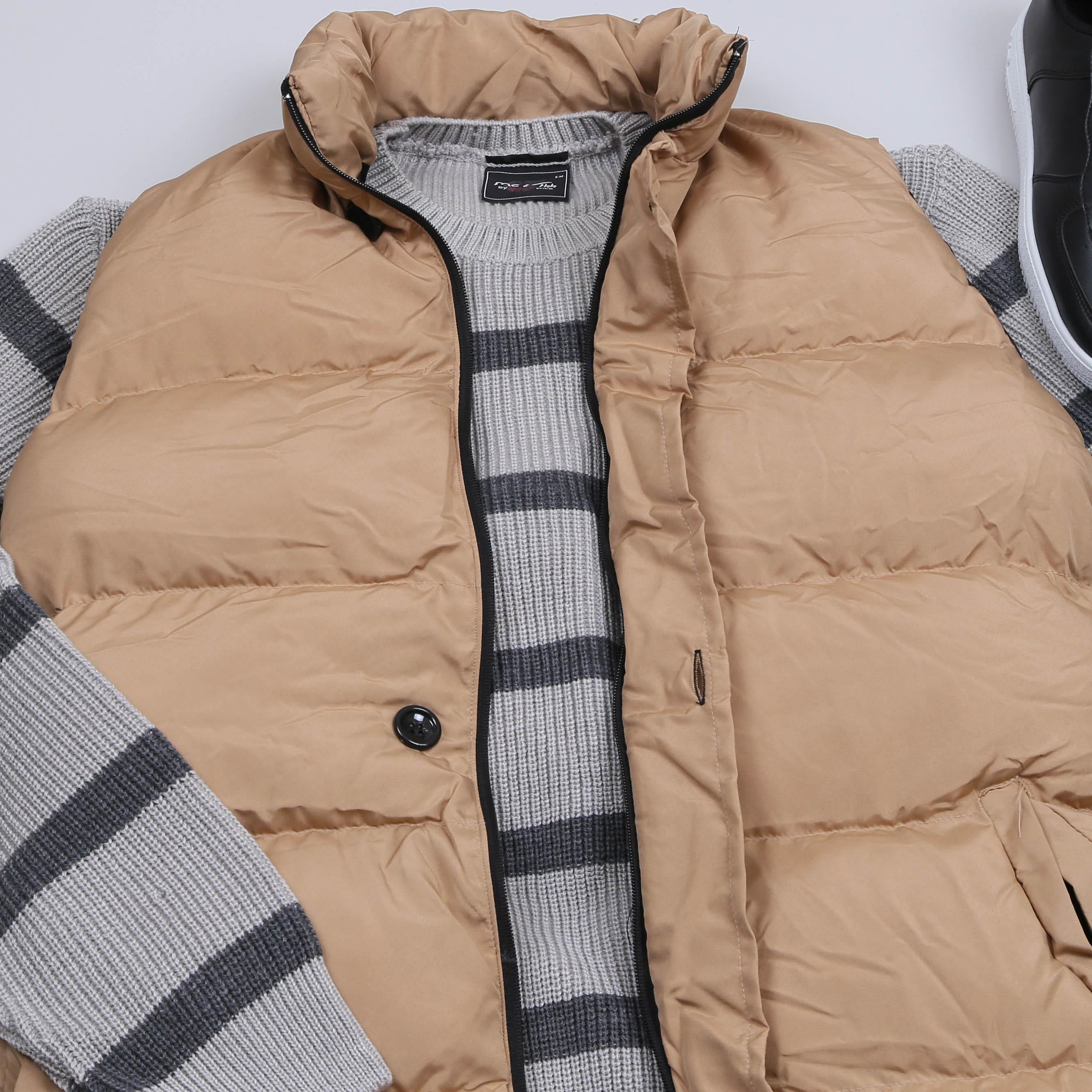 Taba Şişme Yelek Kazak Pantolon Ayakkabı Kombin