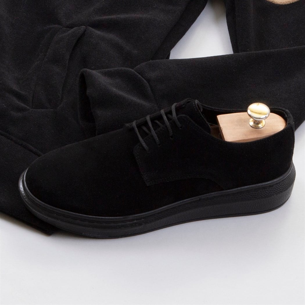 Taba Siyah Polar Kolej Ceket Boğazlı Kazak Pantolon Ayakkabı Kombin