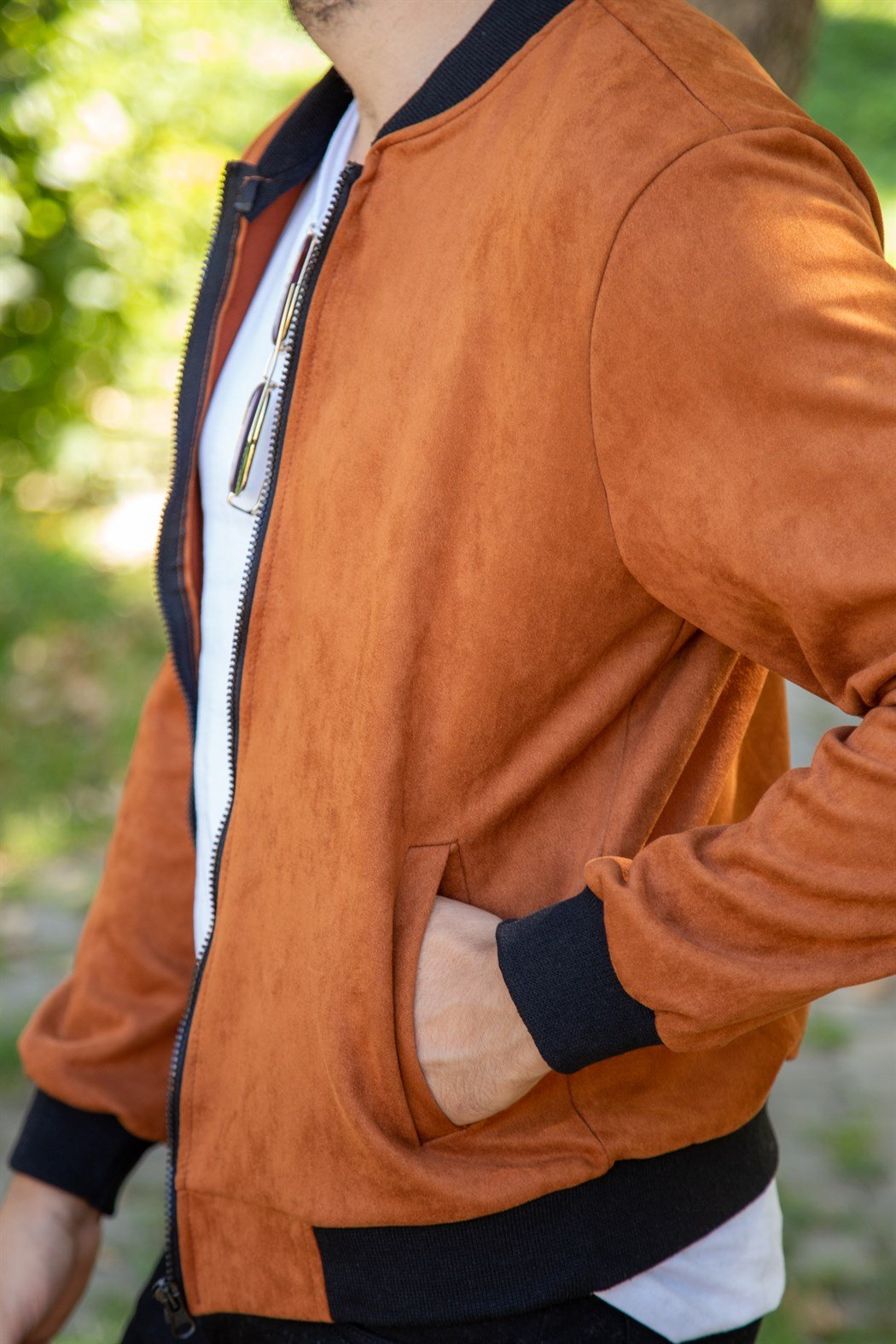 Taba slim fit süet ceket