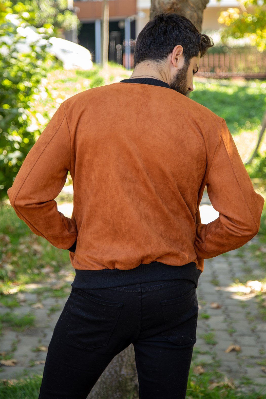 Taba slim fit süet ceket