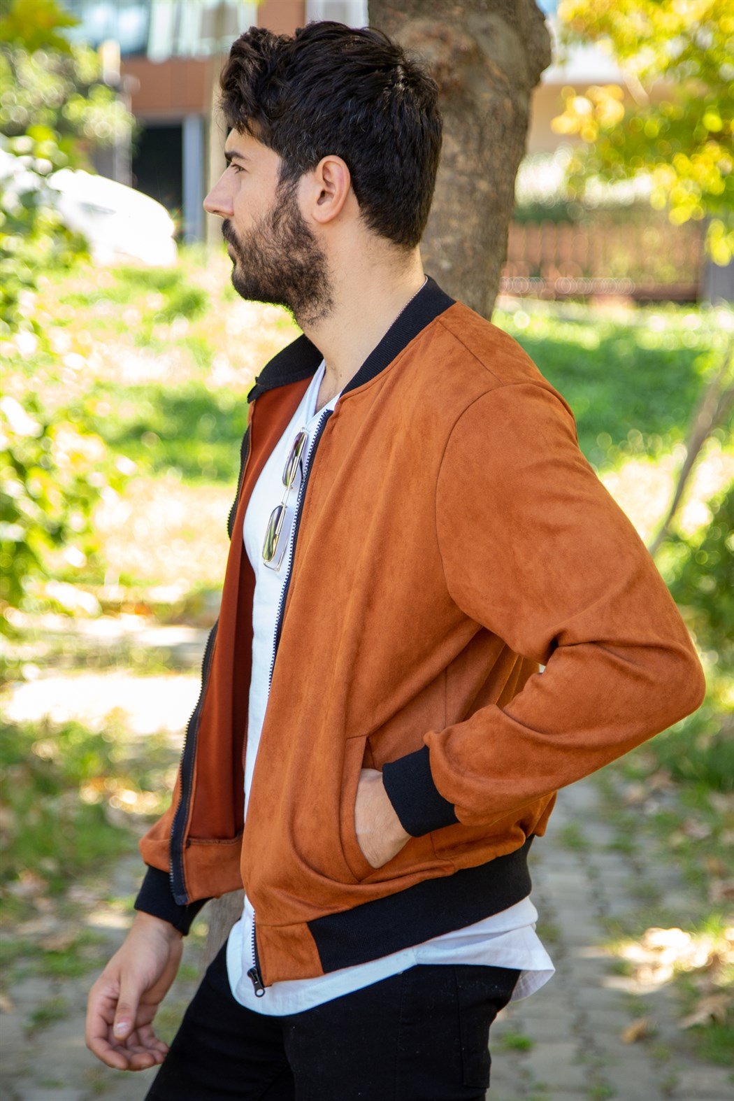 Taba slim fit süet ceket