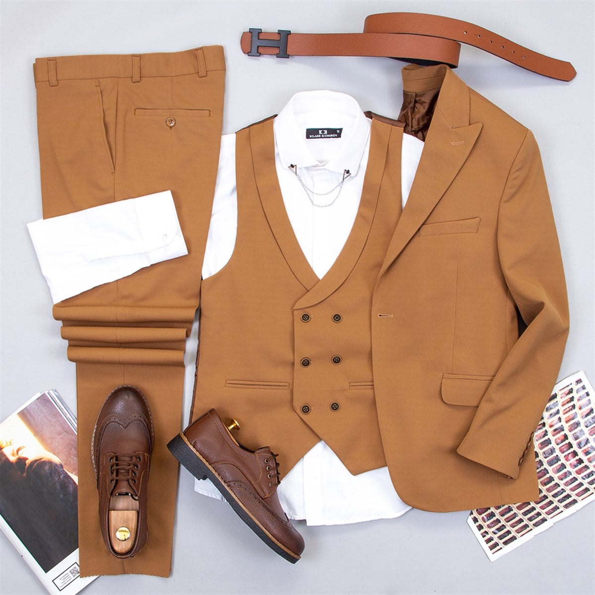 Füme Takım Elbise Kombini