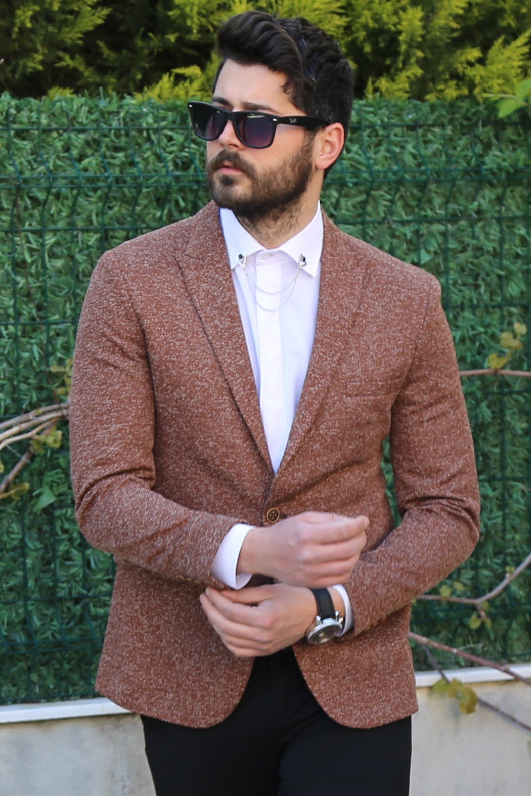 Taba Tek Düğme Blazer Ceket