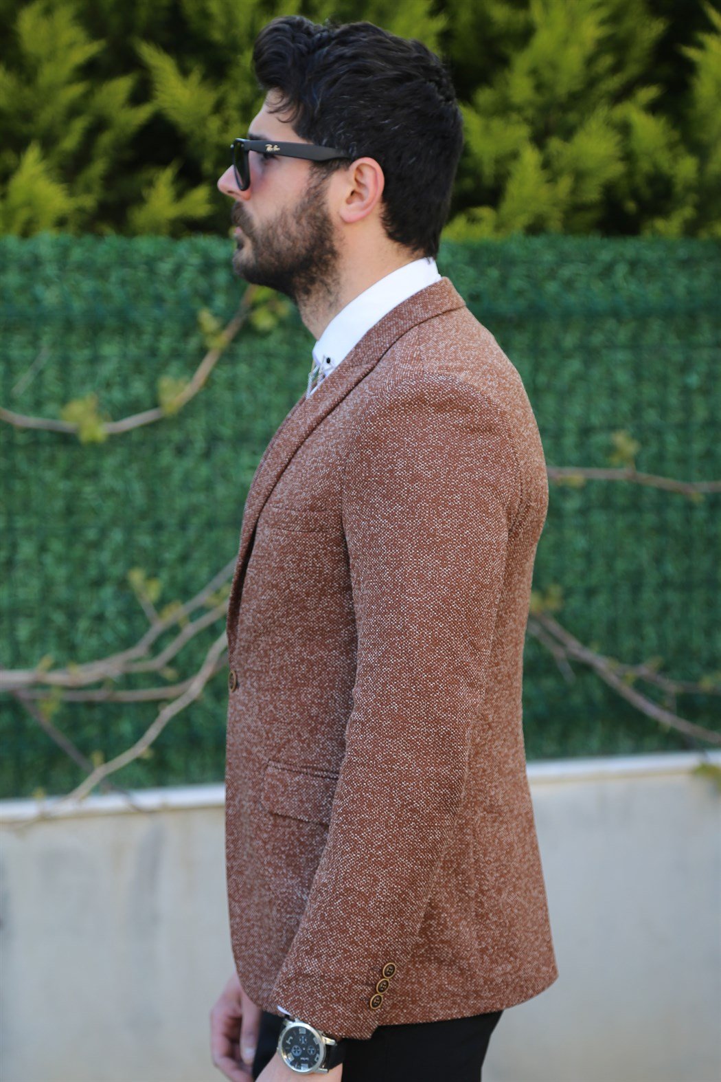 Taba Tek Düğme Blazer Ceket