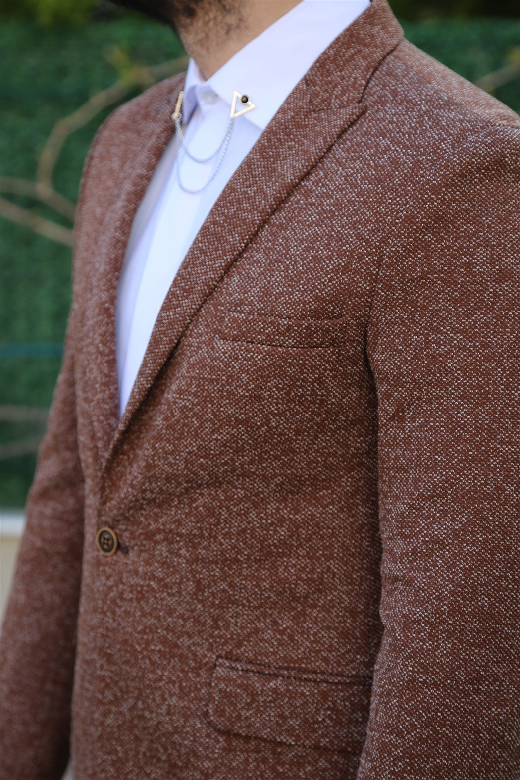 Taba Tek Düğme Blazer Ceket