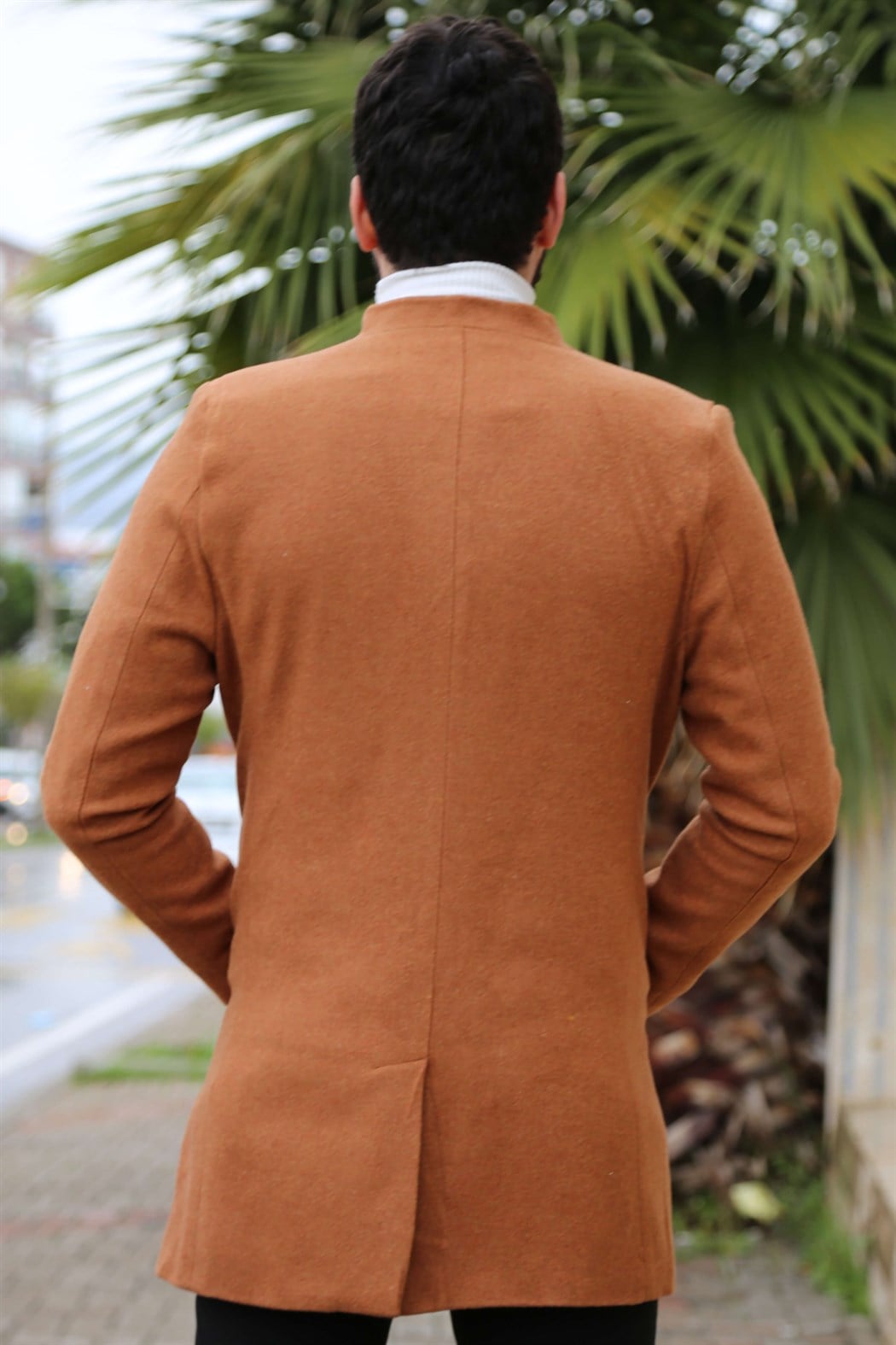 ERKEK Uzun Kaşe Kaban TABA mont TABA