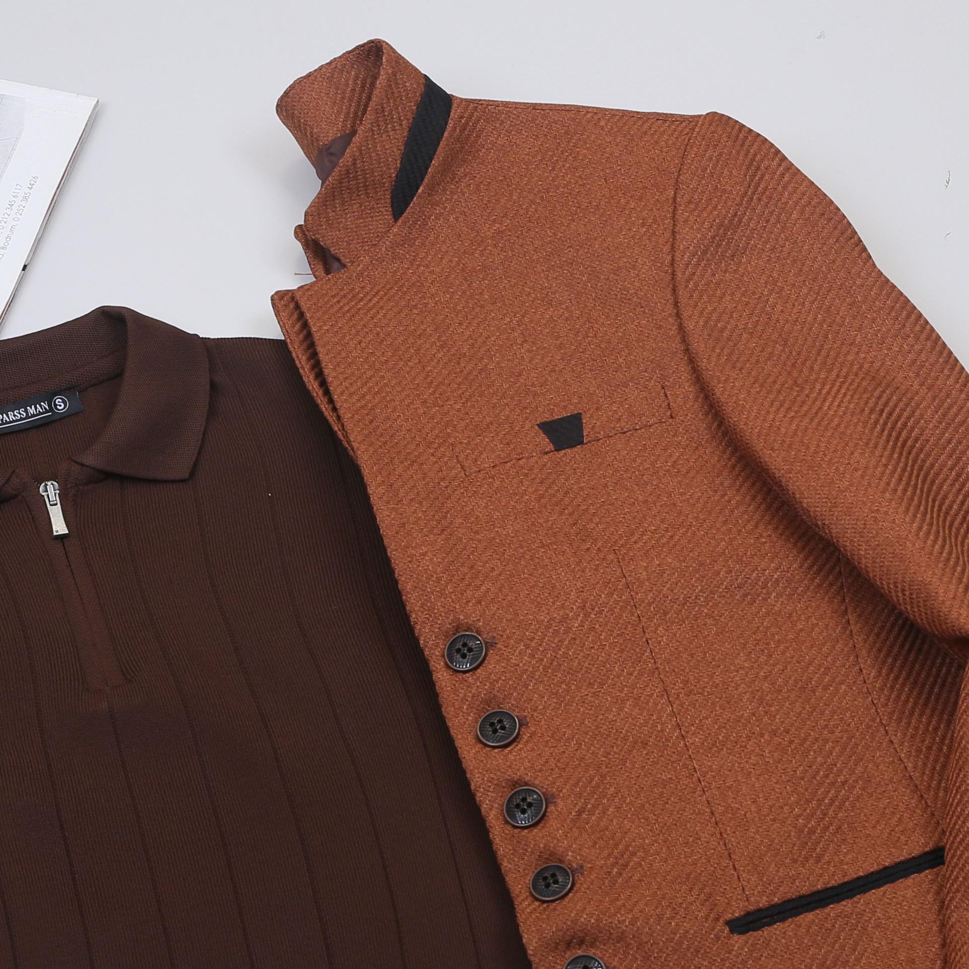 Tarçın Dik Yaka Blazer Ceket Triko Kazak Pantolon Bot Kombin