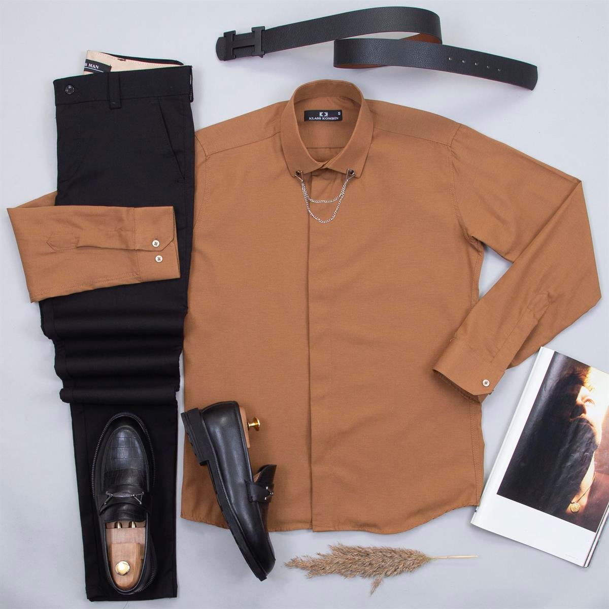 Tarçın Gömlek Pantolon Ayakkabı Kombin