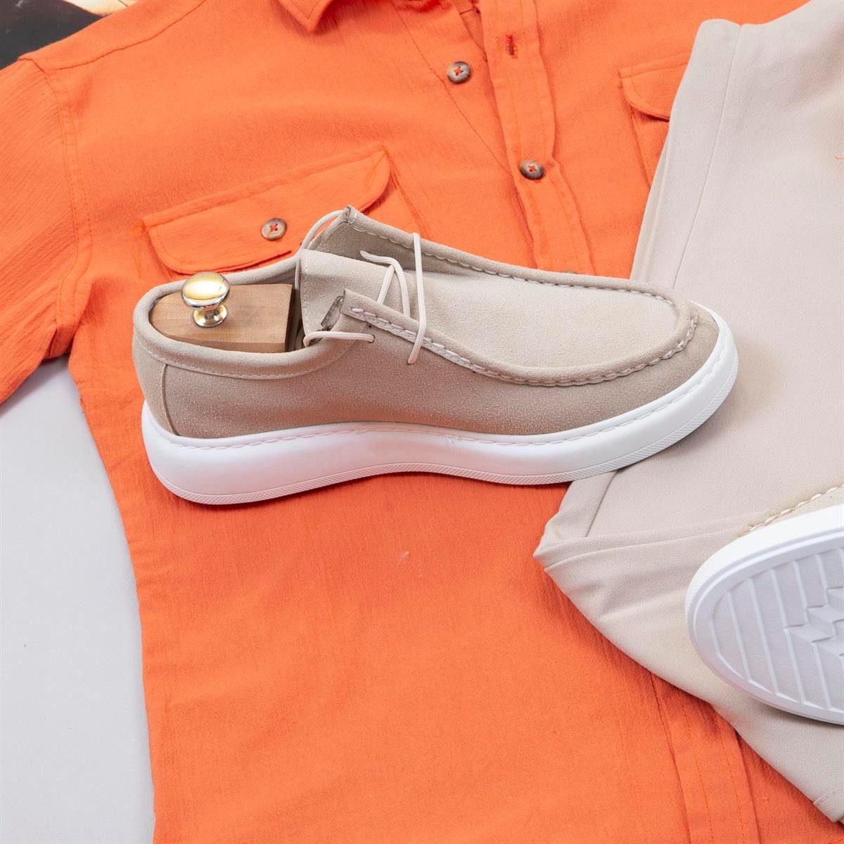 Turuncu Spor Gömlek Pantolon Ayakkabı Kombin