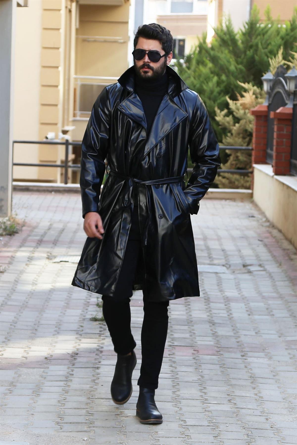 Uzun Deri Ceket Kombini