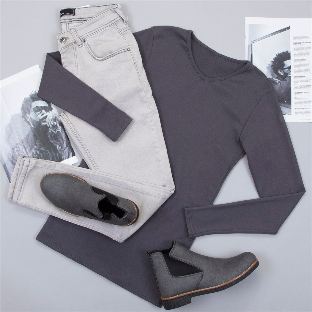 Uzun Kollu Füme Body Pantolon Bot Kombin