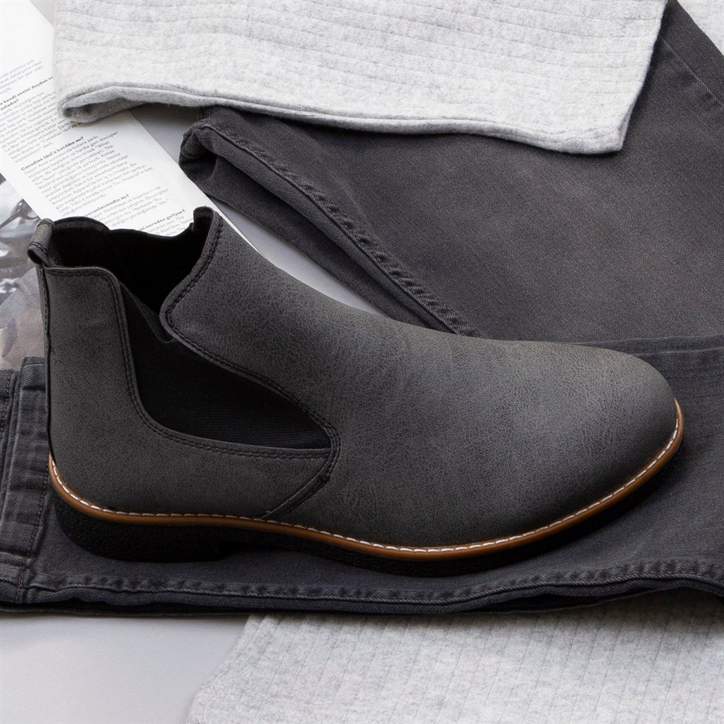 Uzun Kollu Gri Body Pantolon Bot Kombin