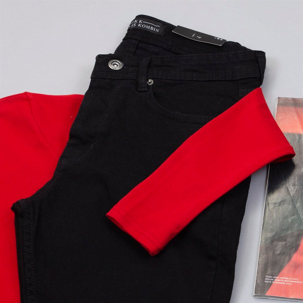 Uzun Kollu Kırmızı Body Pantolon Bot Kombin