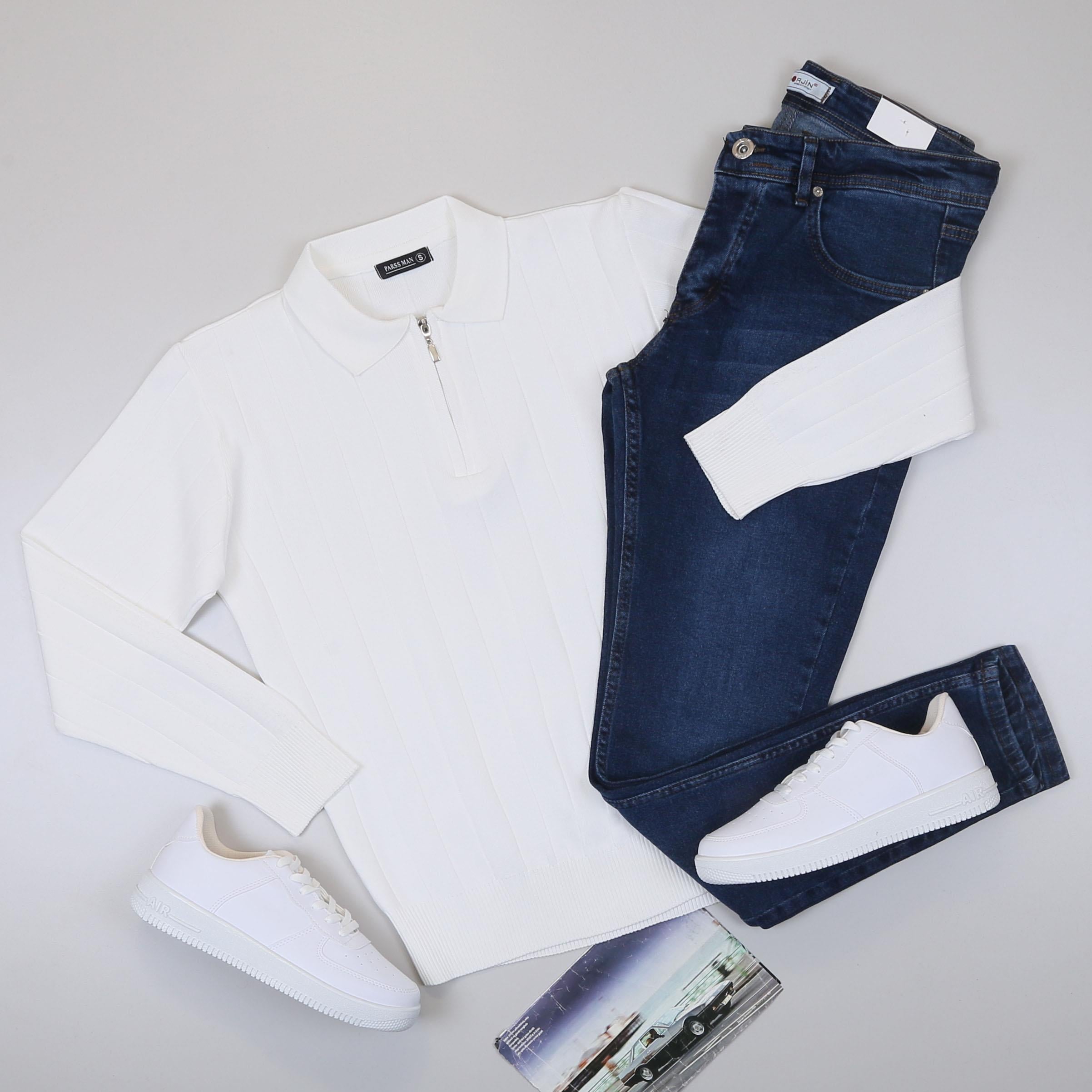 Uzun Kollu Polo Yaka Triko Kombini